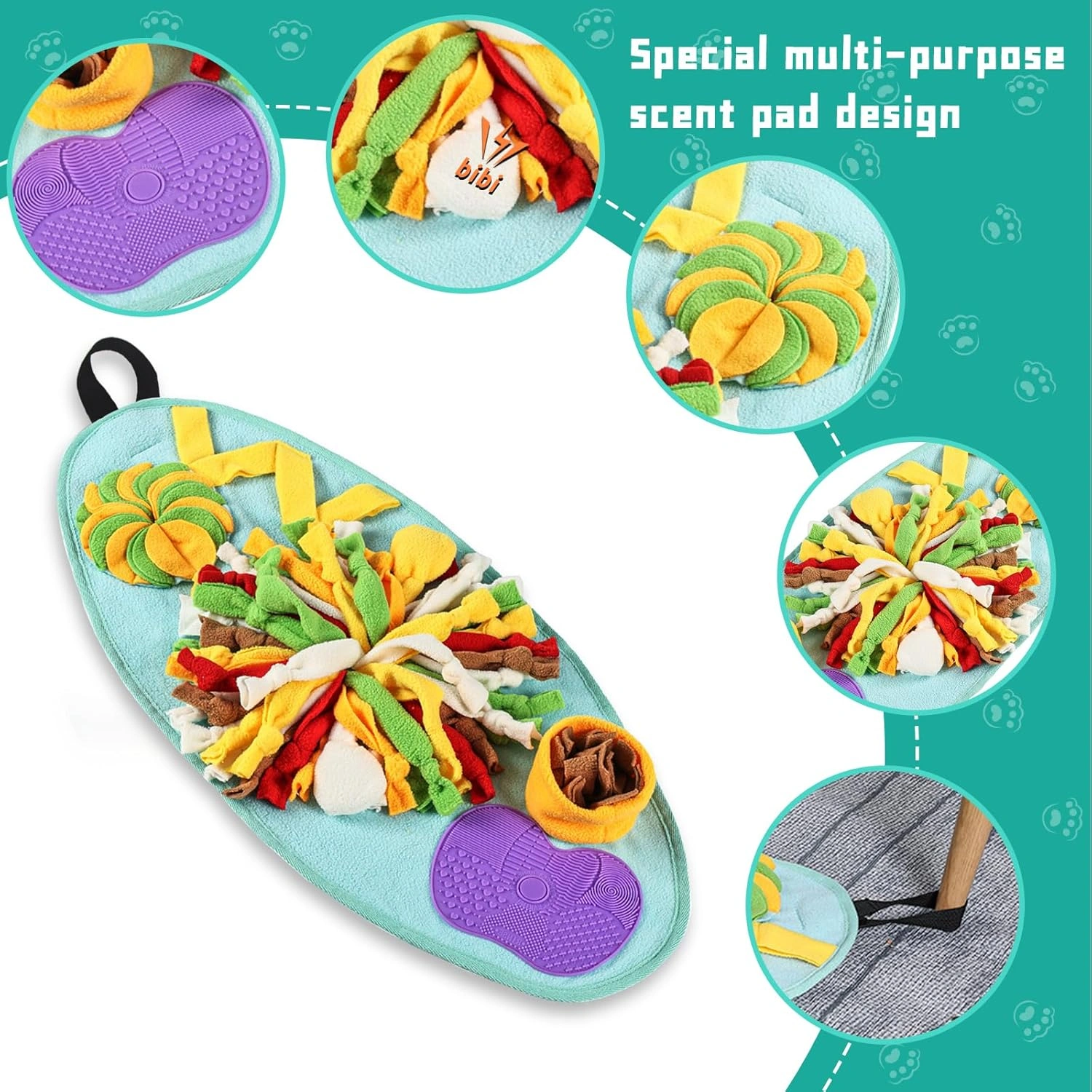Blue Dog Snuffle Pad Interactive Puzzle Toy - Squeaking Licking Mat for Small Dogs, Foraging & Sniffing Training Activity