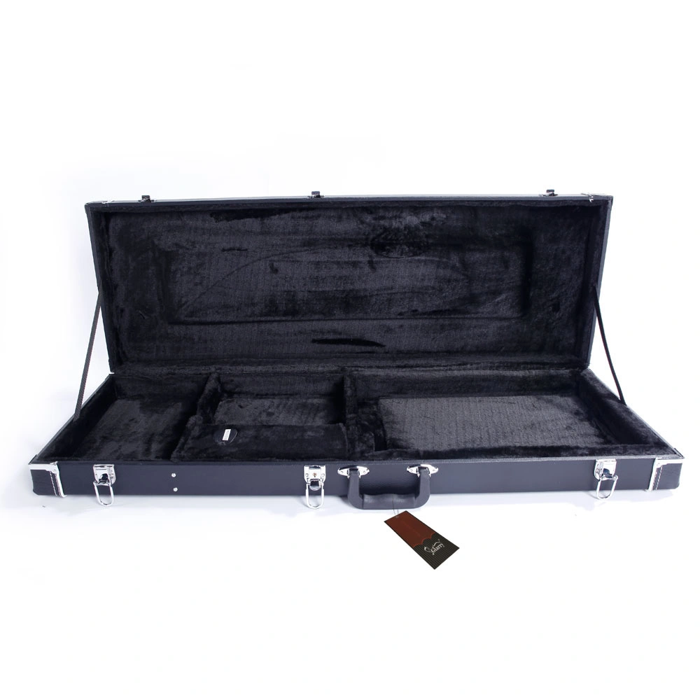 ST High Grade Electric Guitar Square Hard Case with Microgroove Interior, Flat Black