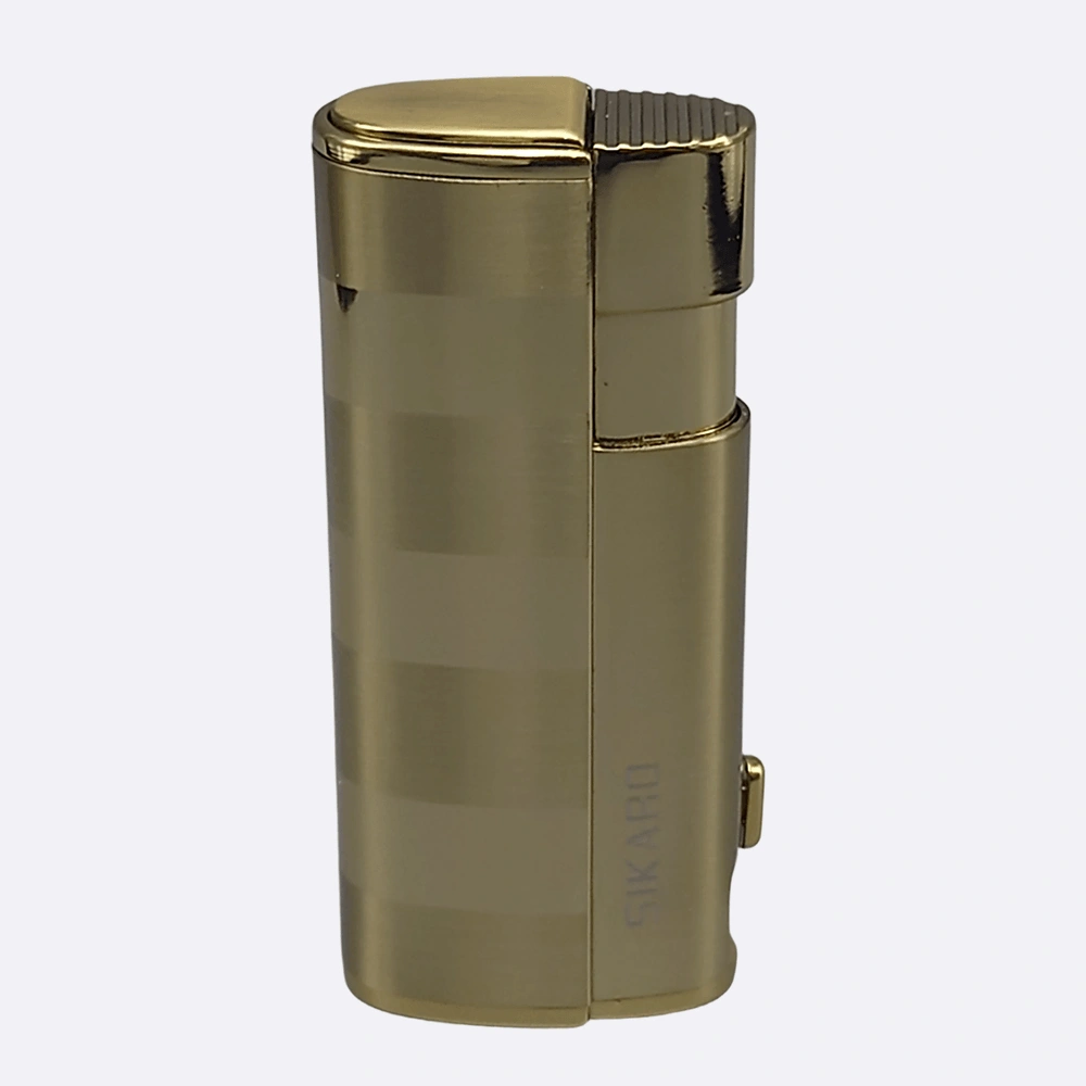 SIKARO Hurricane Triple Torch Lighter Gold with Cigar Punch, Refillable Adjustable Gas Lighter for Cigars, Kitchen, Outdoor