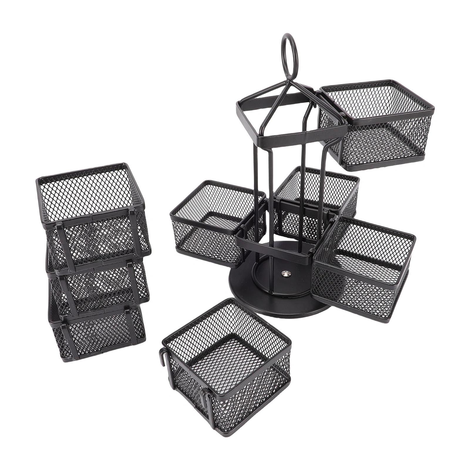 2-Tier Tea Bag Organizer with 8 Removable Baskets, Rotating Tea Bag Rack Stores Up to 96 Teabags, Black for Kitchen view 5