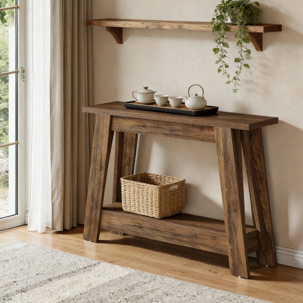 Modern Long Console Sofa Table with Storage Shelf for Entryway, Hallway, Living Room