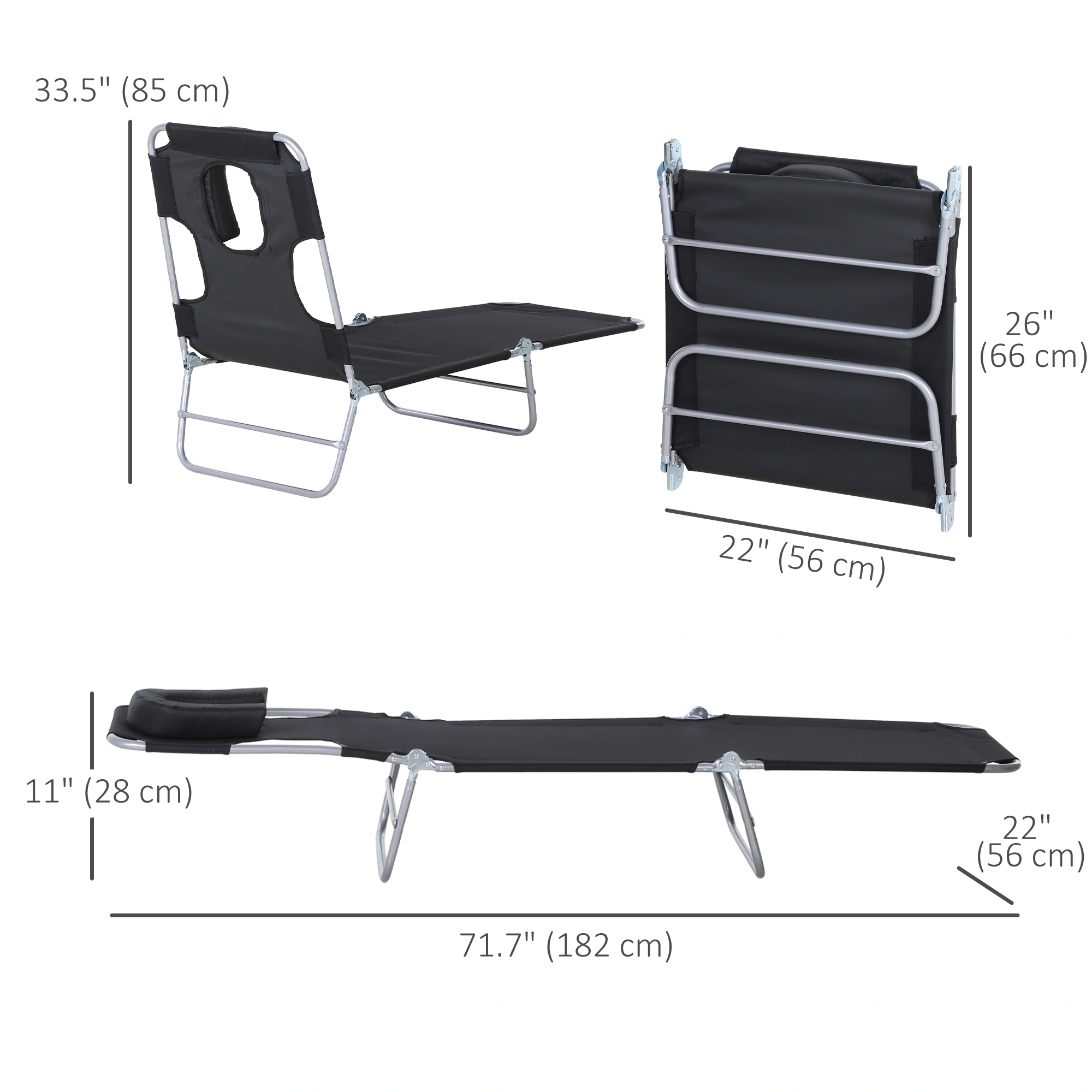 Folding Lounge Chair, Rocking Chair with Cup Holder, Portable Outdoor Patio Chair, Lightweight Foldable Design view 2