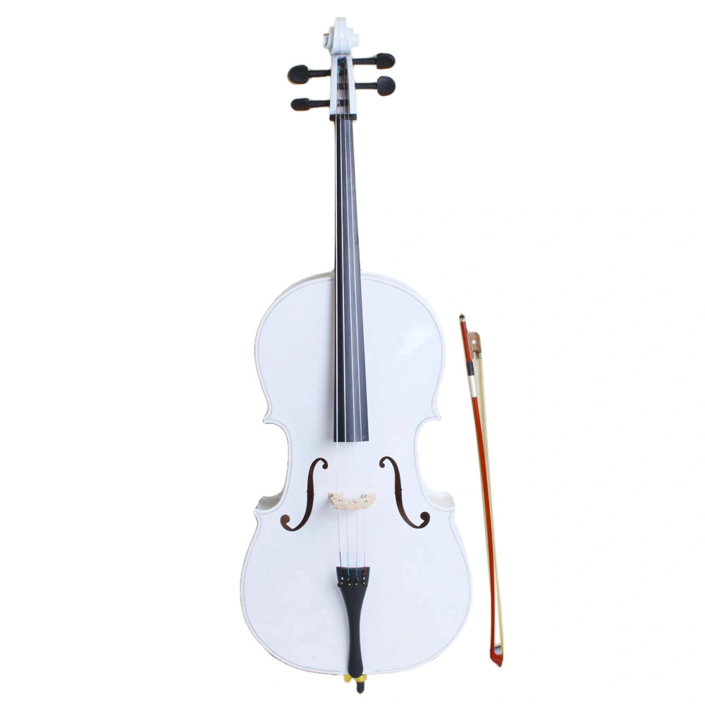 4/4 Full Size Cello Accessory Kit - Wooden Bow, Rosin Cake & White Bridge for Violin Family Instruments