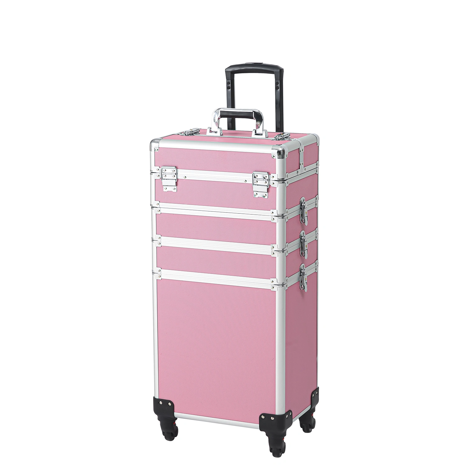 4-in-1 Aluminum Cosmetic Makeup Case, Tattoo Storage Box in Pink view 20