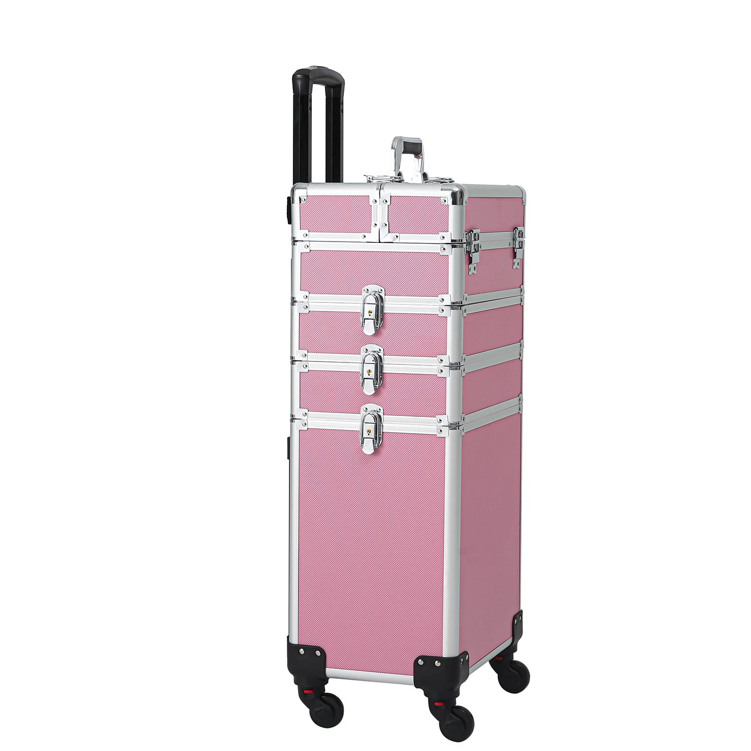 4-in-1 Aluminum Cosmetic Makeup Case, Tattoo Storage Box in Pink view 21