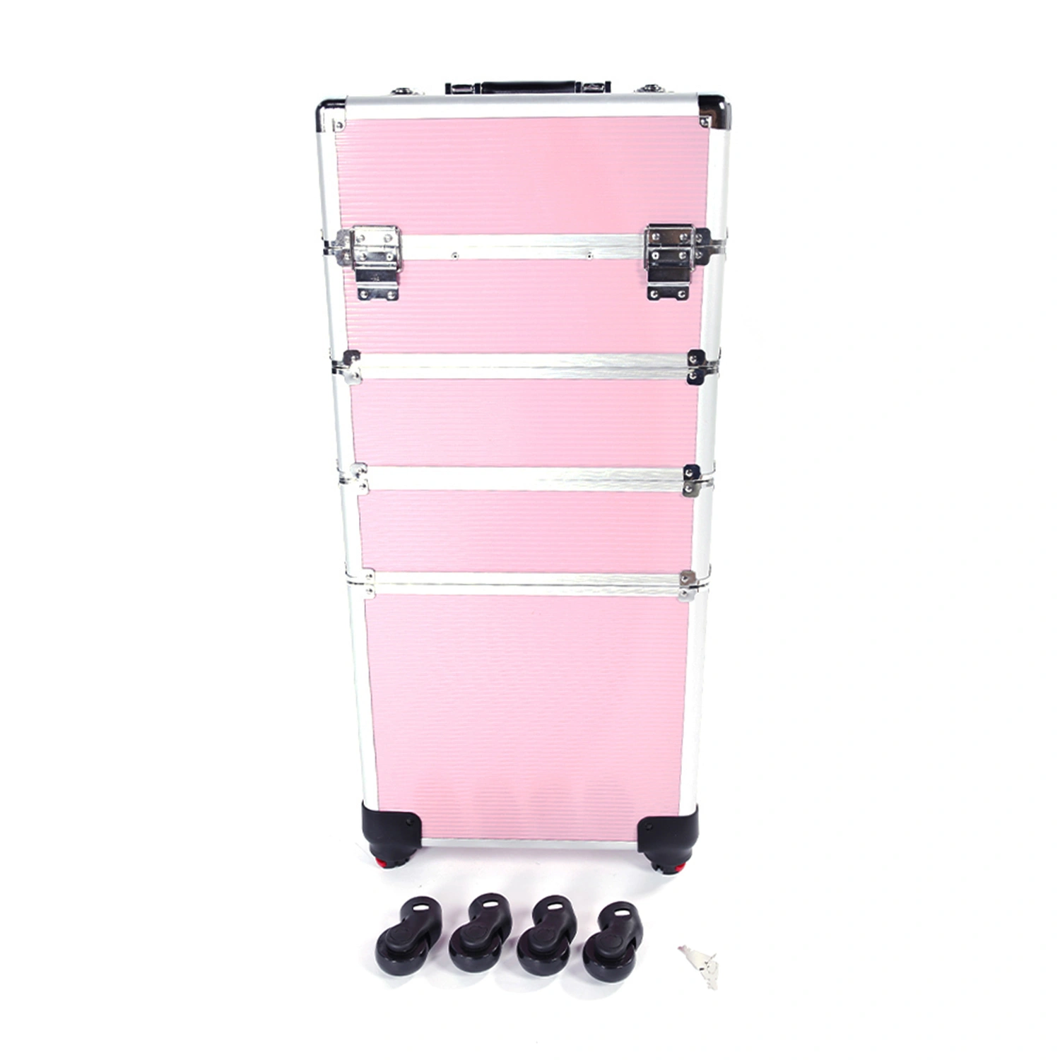4-in-1 Aluminum Cosmetic Makeup Case, Tattoo Storage Box in Pink view 3