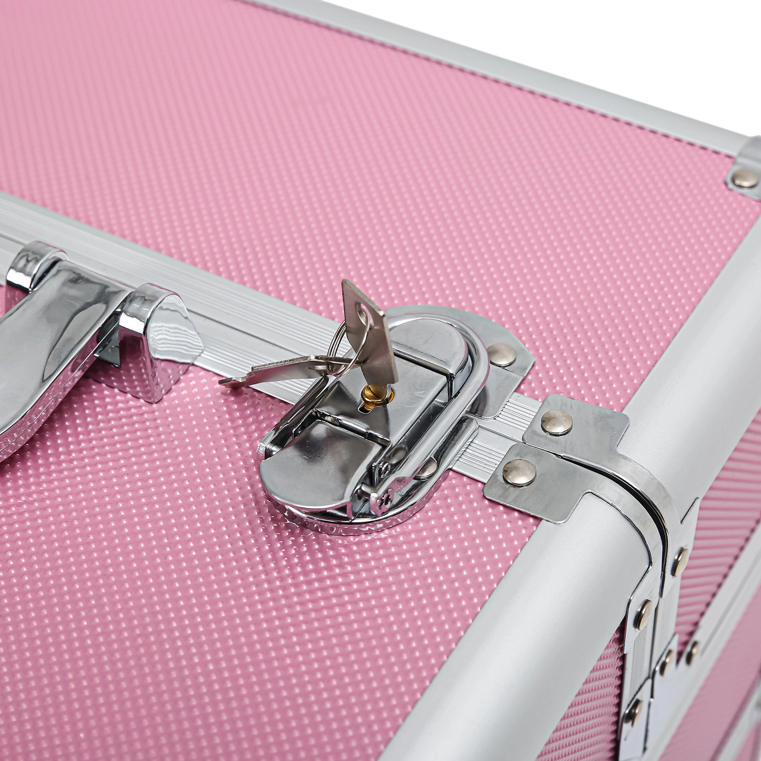 4-in-1 Aluminum Cosmetic Makeup Case, Tattoo Storage Box in Pink view 34