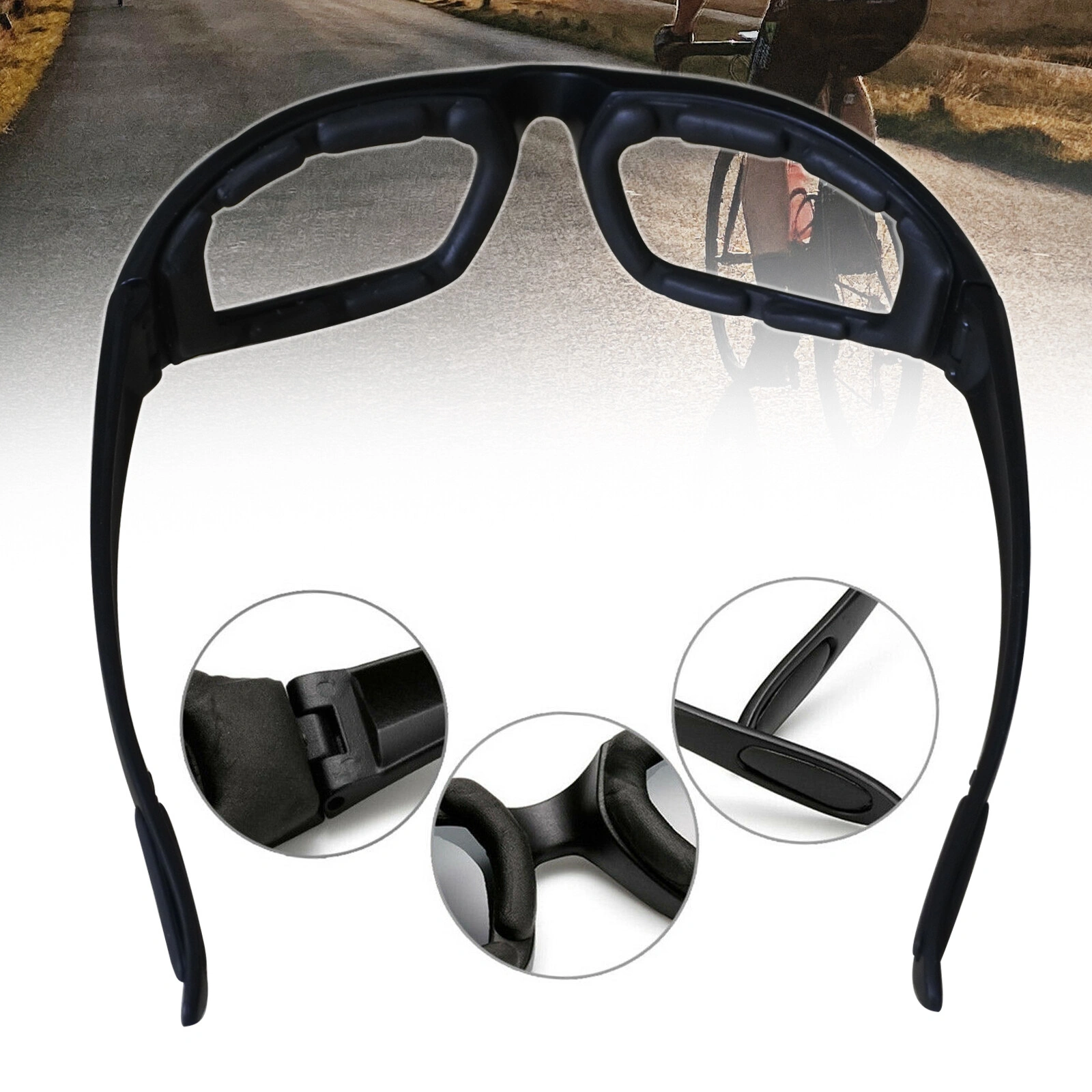 1 pairs Motorcycle Sports Biker Riding Glasses Wind Resistant Eye Protection Sports Goggles Cycling Glasses Sunglasses Clear Color(US Logistics only For USPS.TK/TMEU only For self-pickup) view 5