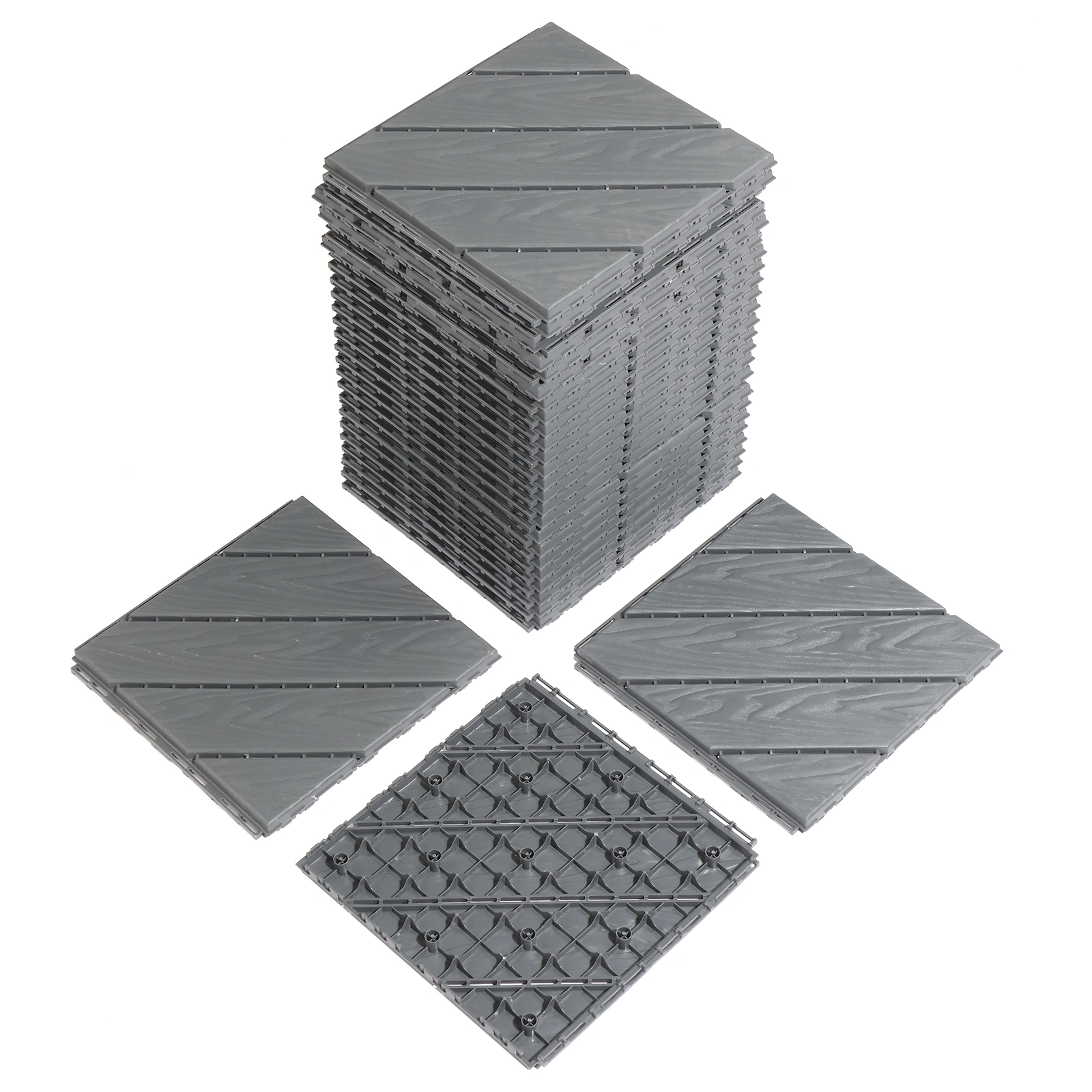27 Pack Interlocking Deck Tiles, 11.8"x11.8" Plastic Waterproof Floor Tiles Dark Grey for Indoor Outdoor Patio Pool Balcony