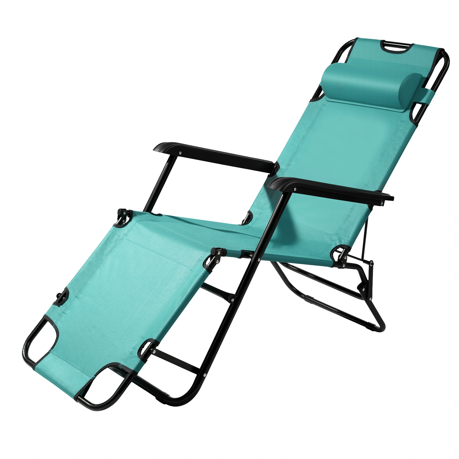 Portable Dual Purpose Extendable Reclining Folding Chair, Green, Lightweight Camping Beach Seat