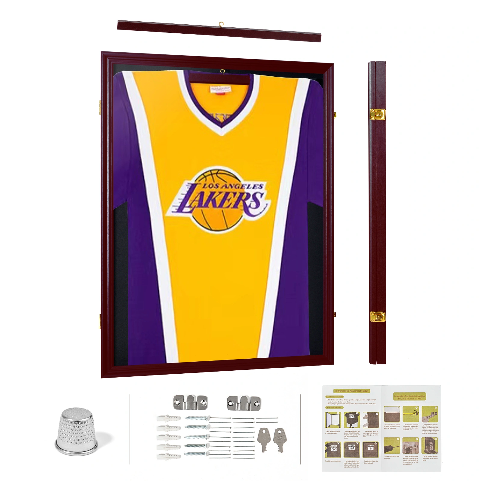 Brown Shirt Display Case Wall Mounted with UV Resistant Acrylic & Hanger, Baseball Football Hockey Jersey Display Frame
