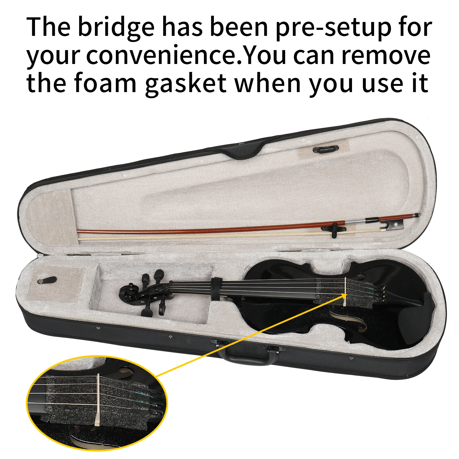 4/4 Full Size Violin Bundle for Beginners - Includes Hard Case, Bow, Shoulder Rest, Rosin & Extra Strings view 4
