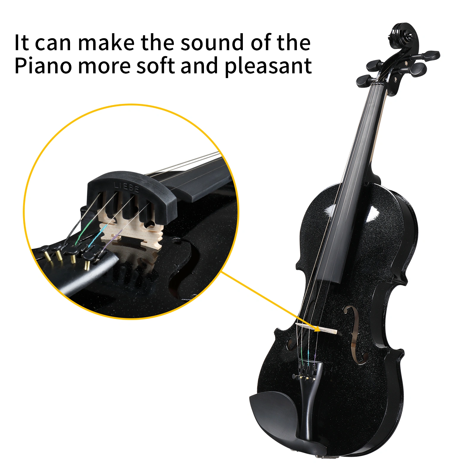 4/4 Full Size Violin Bundle for Beginners - Includes Hard Case, Bow, Shoulder Rest, Rosin & Extra Strings view 6