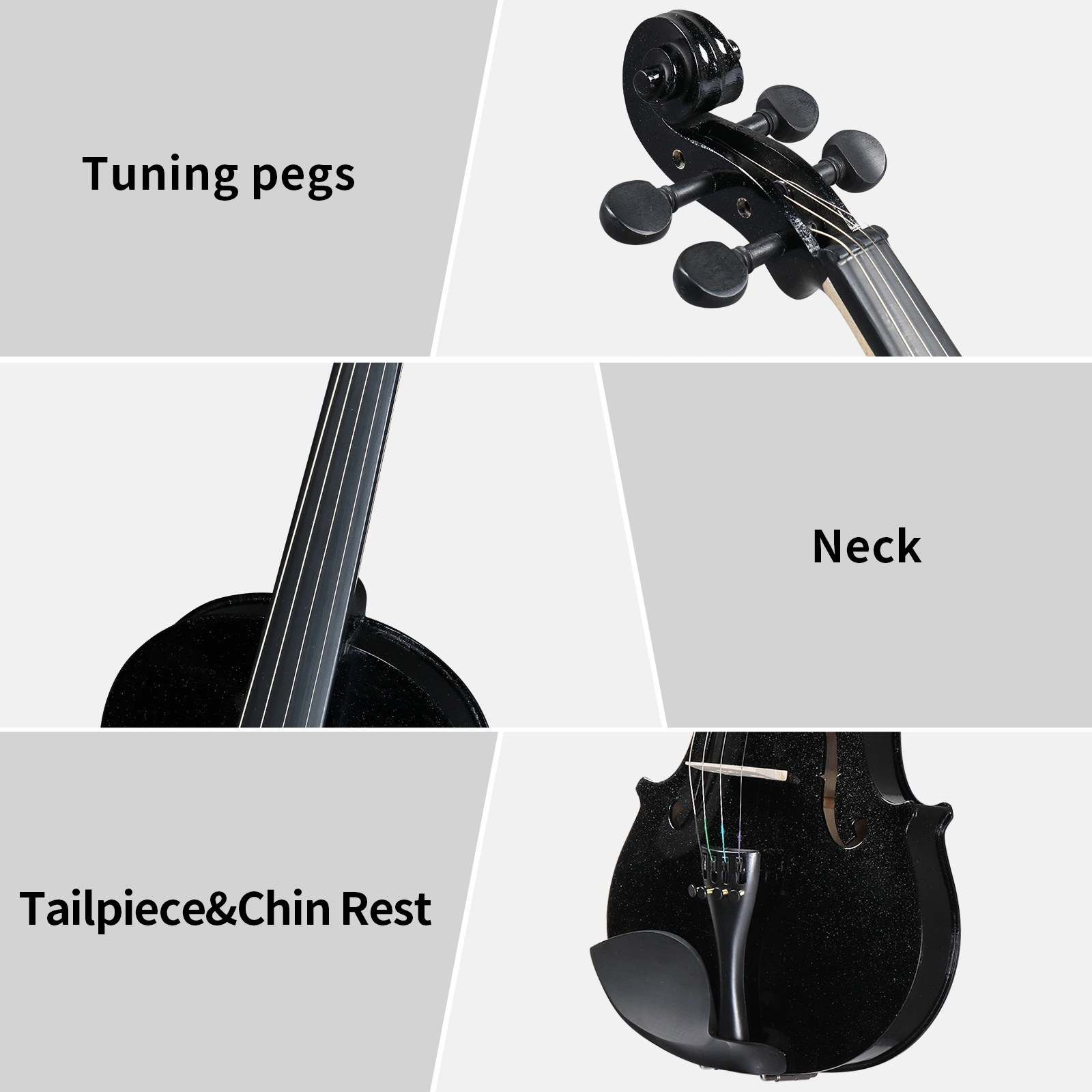4/4 Full Size Violin Bundle for Beginners - Includes Hard Case, Bow, Shoulder Rest, Rosin & Extra Strings view 7