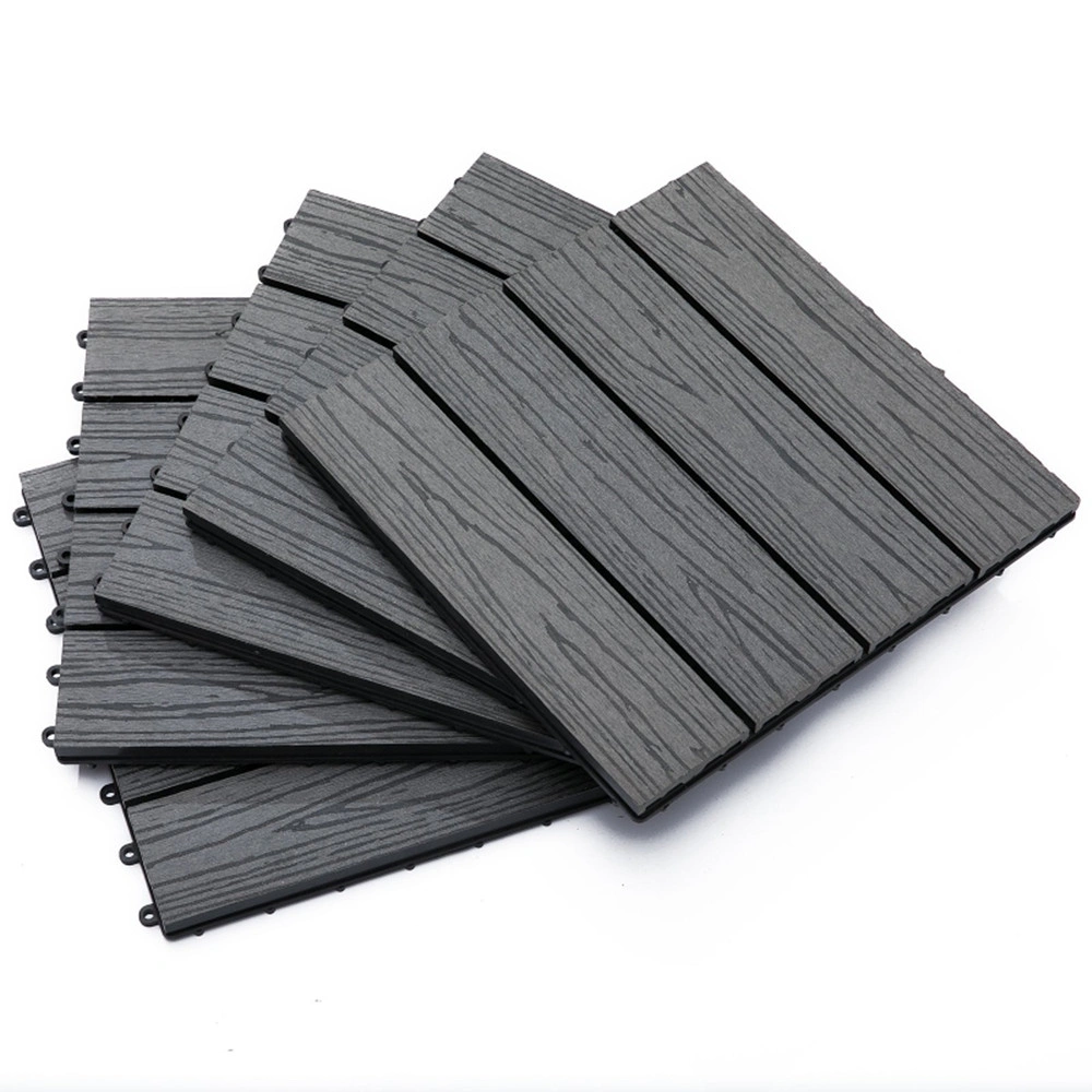 12" x 12" Interlocking Deck Tiles Pack of 11 Grey Outdoor Patio Flooring