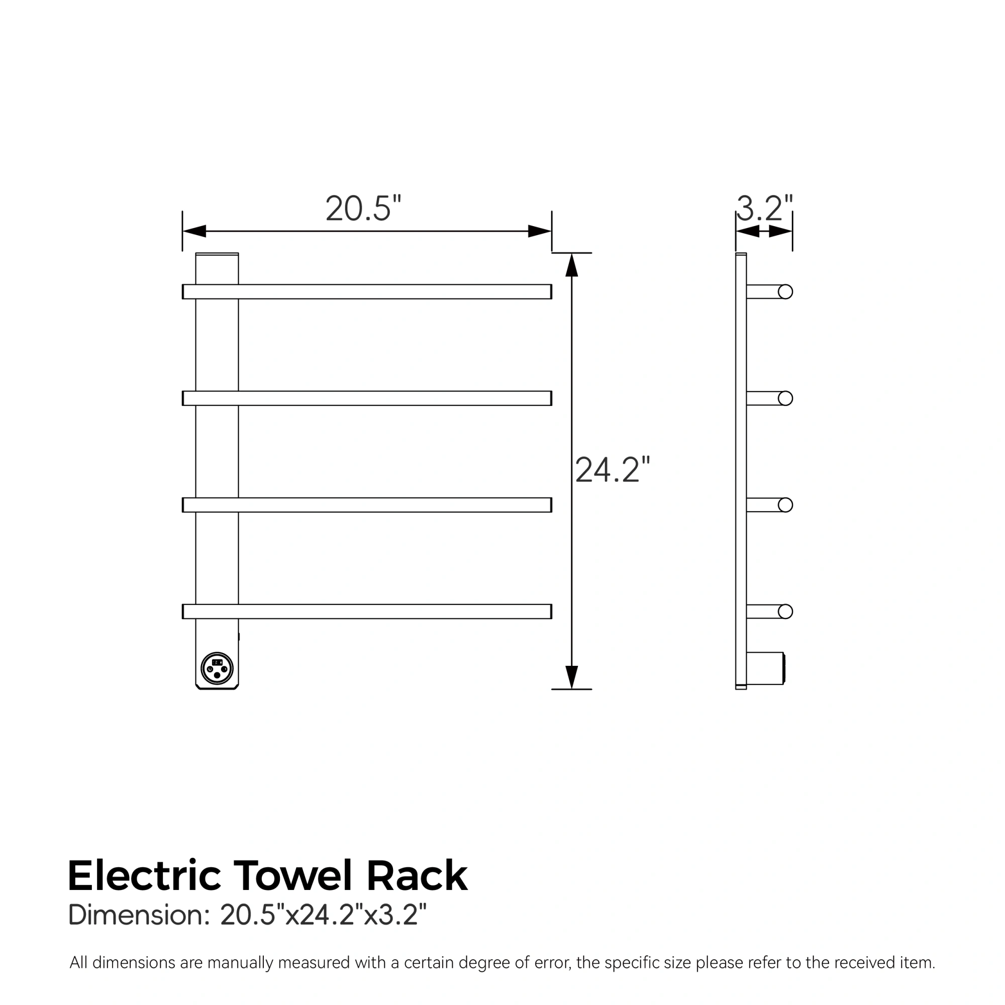 Brushed Nickel Heated Towel Rack for Bathroom,Wall Mounted with Intelligent Touch Screen Timer, 4-Bar Towel Warmer, 304 Stainless Steel Polished, Plug-in/Hard-Wired[Unable ship on weekends, TK/TEMU only for pickup, only TX10643 warehouse supports GOF view 2