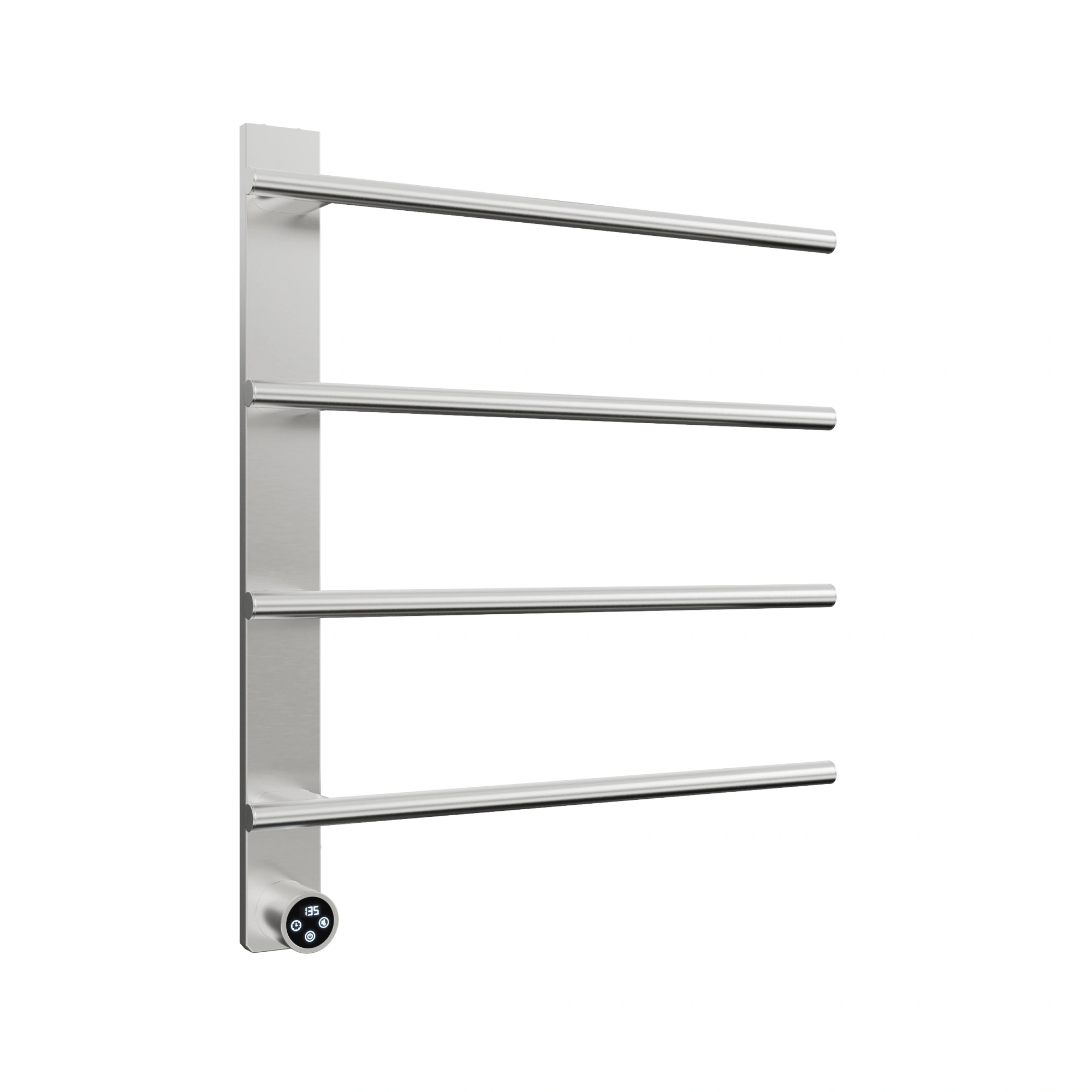 Brushed Nickel Heated Towel Rack for Bathroom,Wall Mounted with Intelligent Touch Screen Timer, 4-Bar Towel Warmer, 304 Stainless Steel Polished, Plug-in/Hard-Wired[Unable ship on weekends, TK/TEMU only for pickup, only TX10643 warehouse supports GOF view 3
