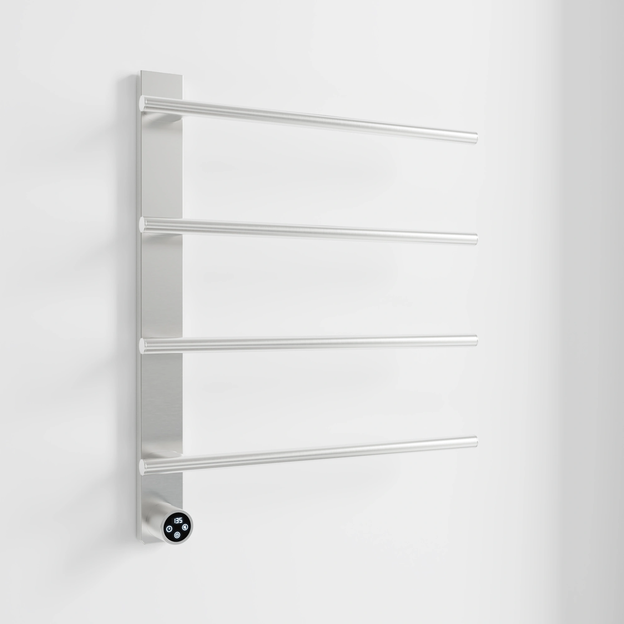 Brushed Nickel Heated Towel Rack for Bathroom,Wall Mounted with Intelligent Touch Screen Timer, 4-Bar Towel Warmer, 304 Stainless Steel Polished, Plug-in/Hard-Wired[Unable ship on weekends, TK/TEMU only for pickup, only TX10643 warehouse supports GOF view 4