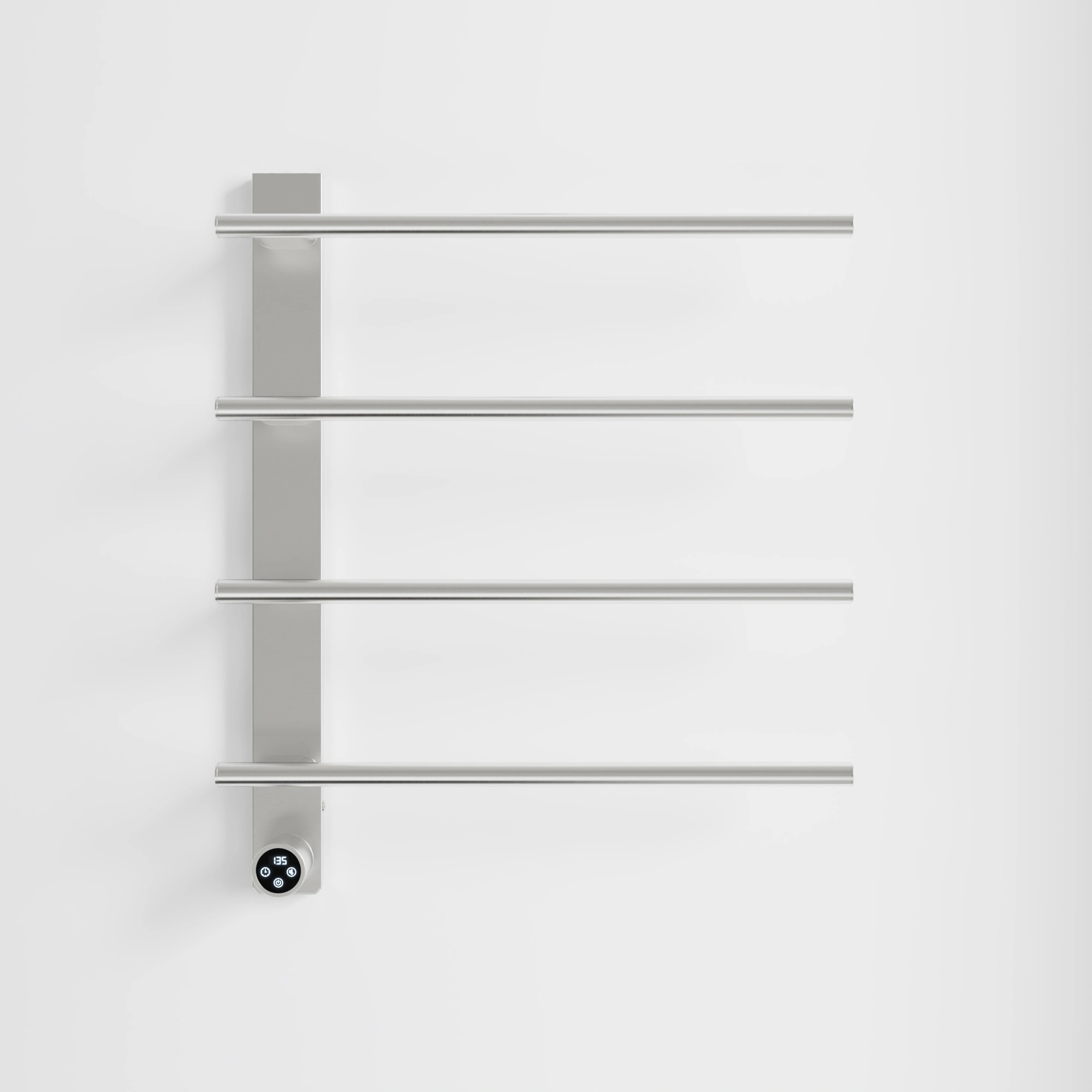 Brushed Nickel Heated Towel Rack for Bathroom,Wall Mounted with Intelligent Touch Screen Timer, 4-Bar Towel Warmer, 304 Stainless Steel Polished, Plug-in/Hard-Wired[Unable ship on weekends, TK/TEMU only for pickup, only TX10643 warehouse supports GOF view 5