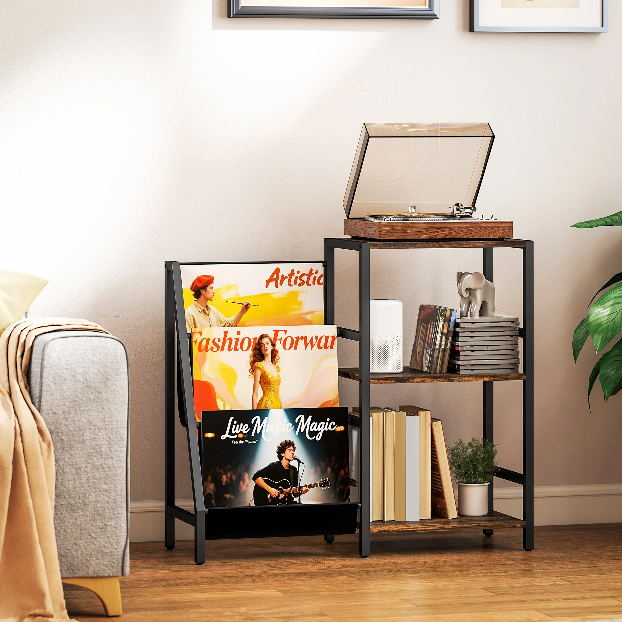 Rattan Coffee Table - Woven Round Accent Side Table for Living Room Bedroom