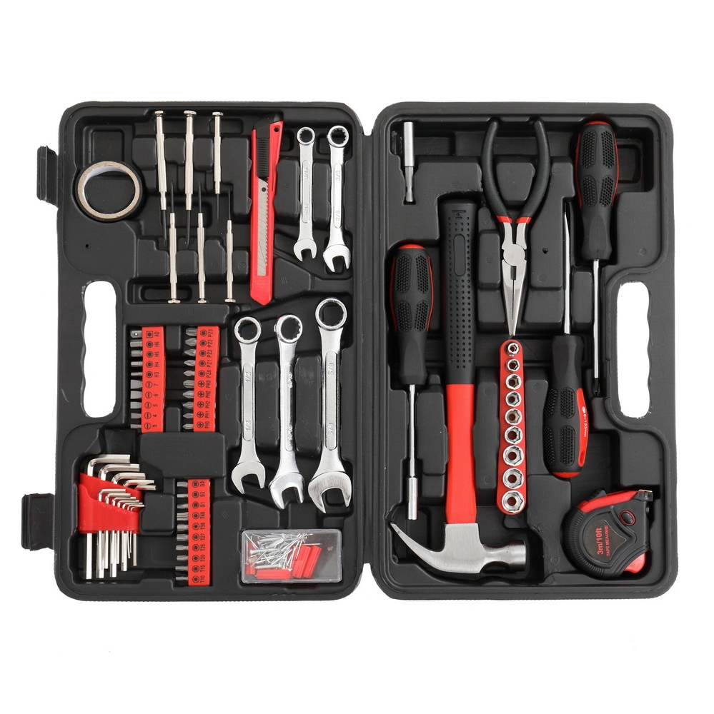 148-Piece Iron Household Tool Set, Red - Complete Home Repair & DIY Tool Kit