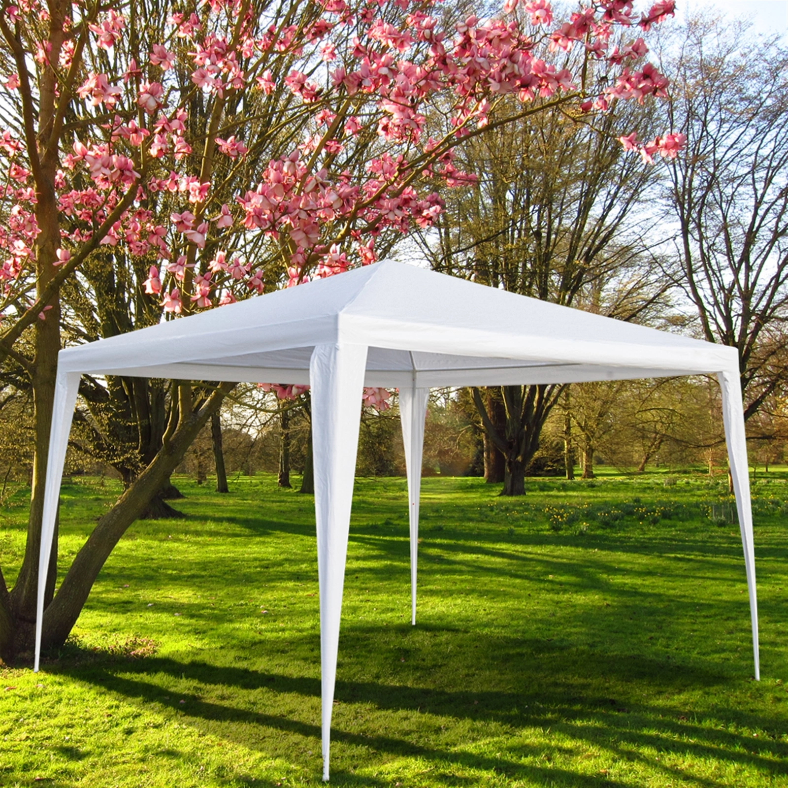 3x3m Waterproof Outdoor Tent with Spiral Tubes - White Pop-Up Canopy Shelter