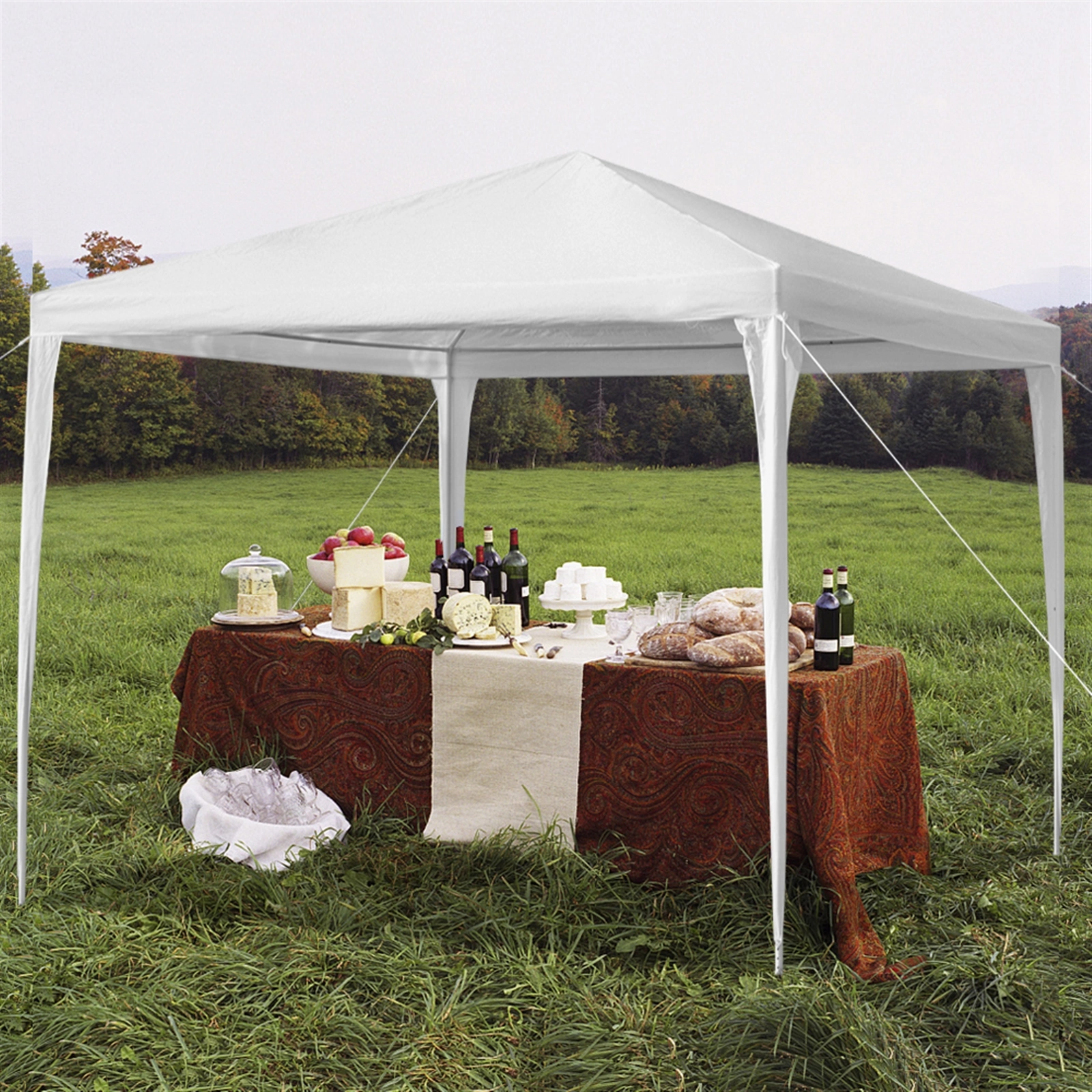 3x3m Waterproof Outdoor Tent with Spiral Tubes - White Pop-Up Canopy Shelter view 18