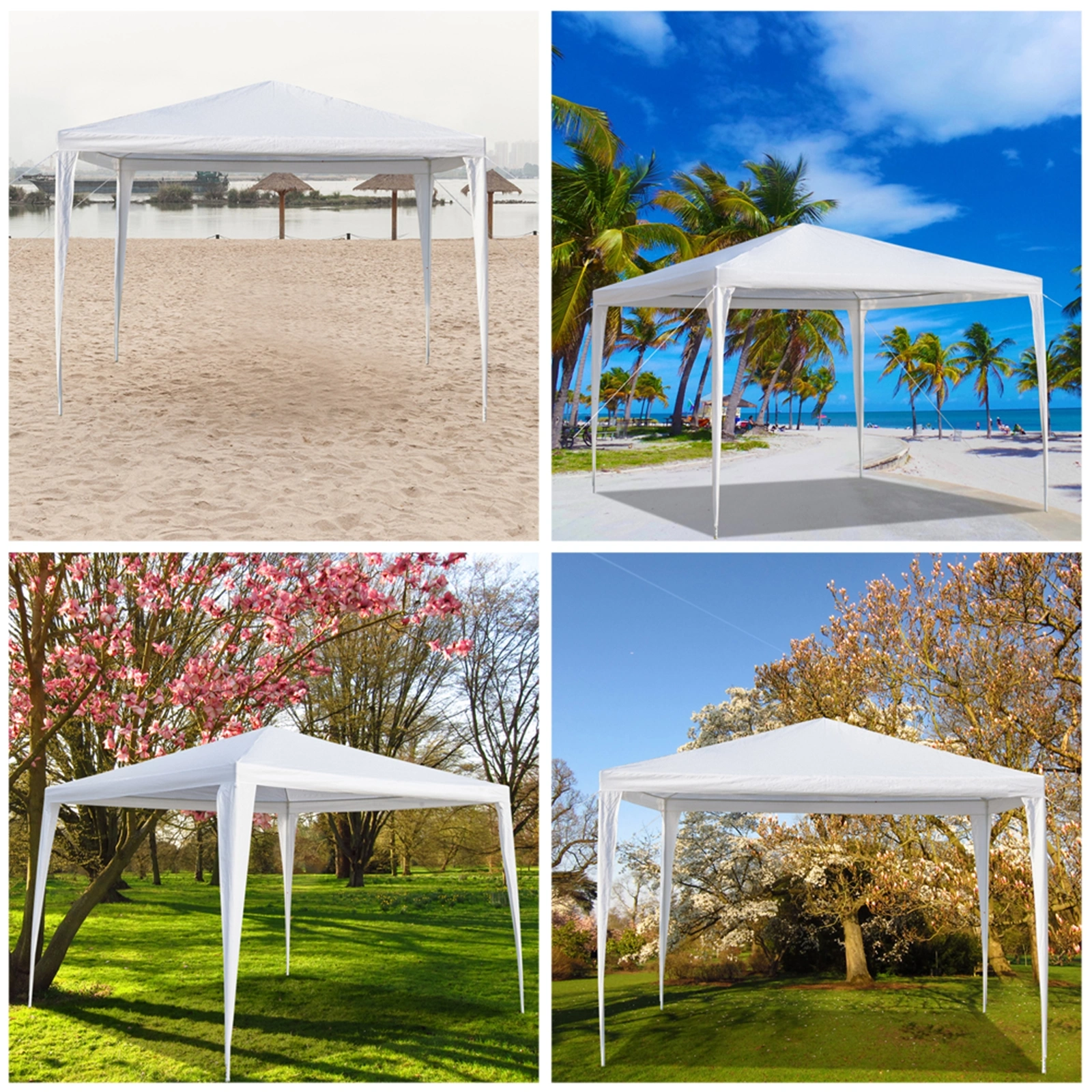 3x3m Waterproof Outdoor Tent with Spiral Tubes - White Pop-Up Canopy Shelter view 21