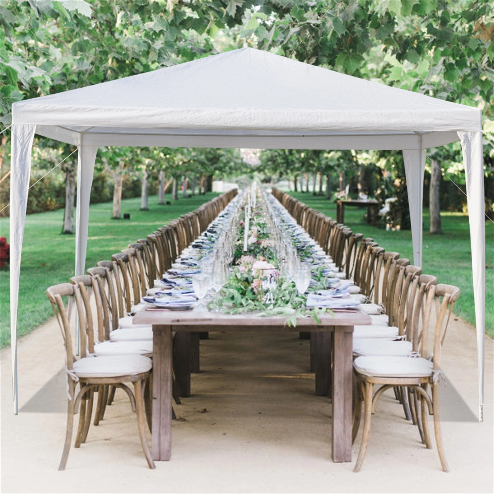 3x3m Waterproof Outdoor Tent with Spiral Tubes - White Pop-Up Canopy Shelter view 5
