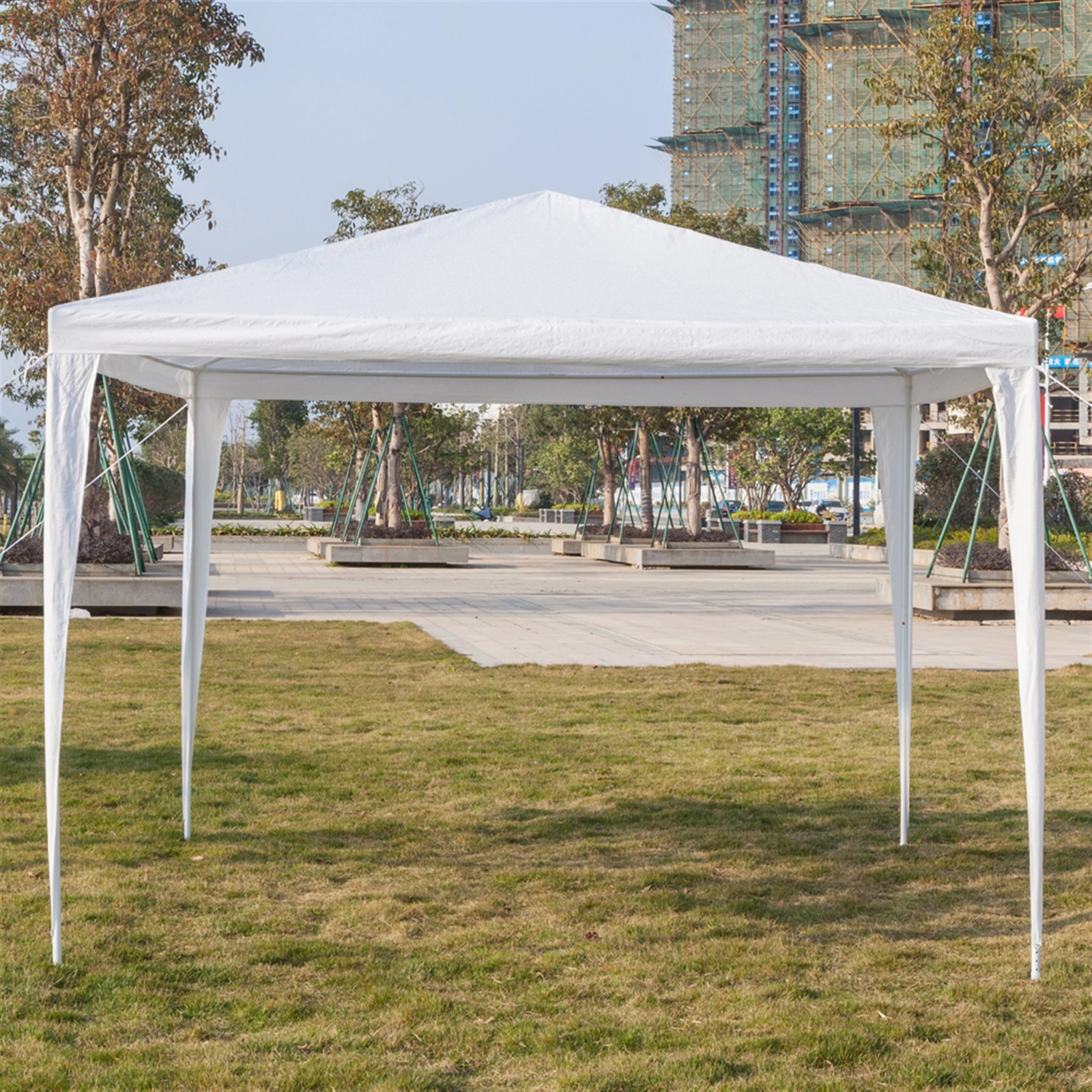 3x3m Waterproof Outdoor Tent with Spiral Tubes - White Pop-Up Canopy Shelter view 8
