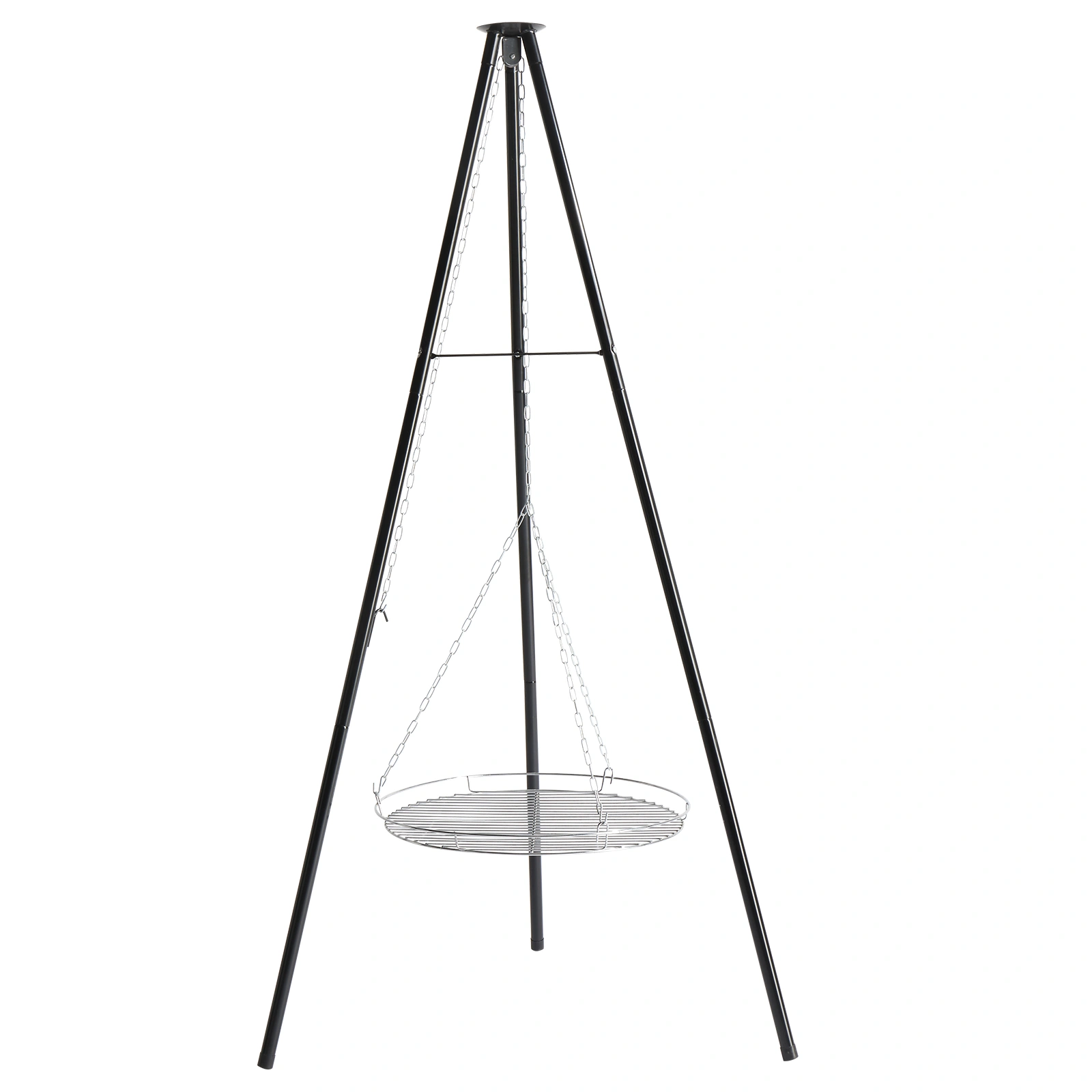 Campfire Tripod Grill with Adjustable Height, BBQ Grill Grate for Outdoor Fire Cooking, Firepit Cooking Rack, Black