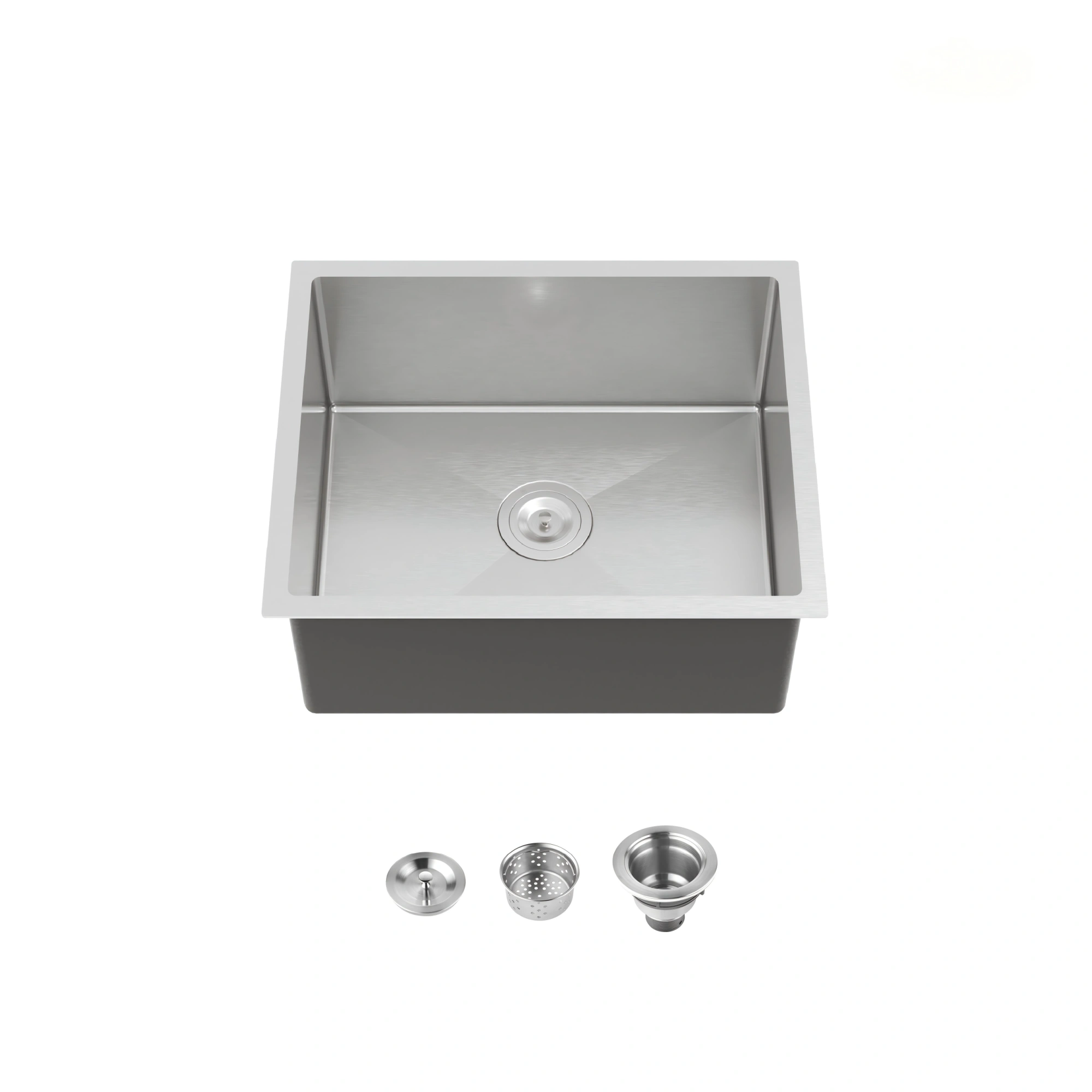 Handmade Stainless Steel Kitchen Sink 23x19 Inch Single Bowl Undermount Dark Gray with US Standard Drain & Mounting Hardware