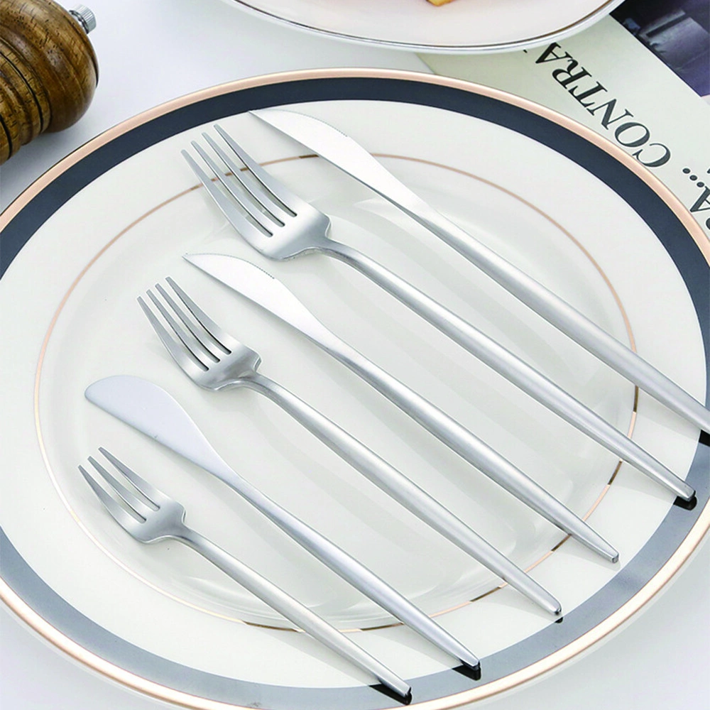 30pc Stainless Steel Cutlery Dinner Set with Metal Stand Rack Polished Forks Spoons view 2