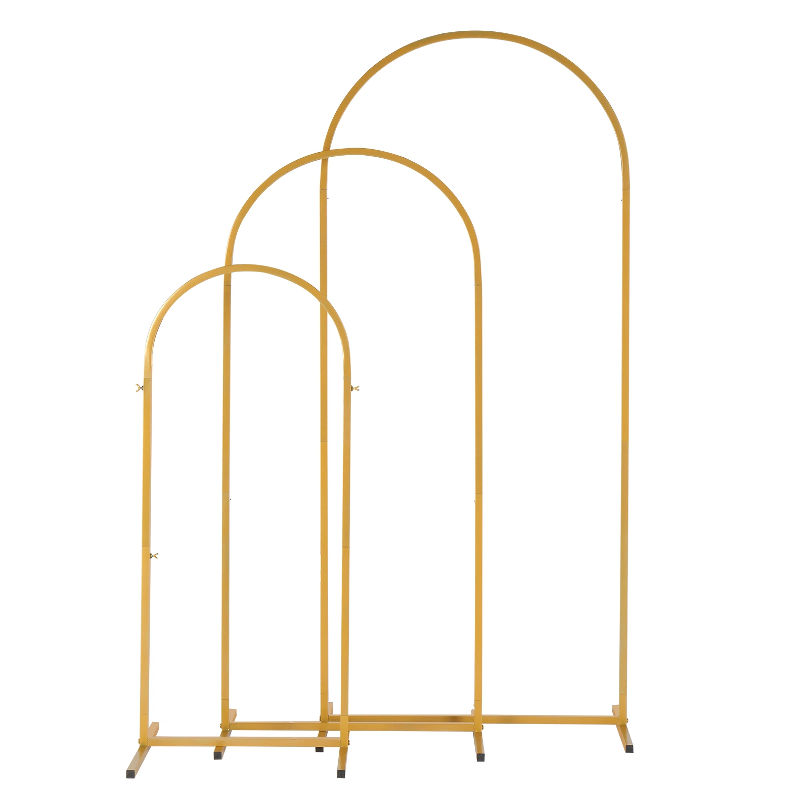 Gold Wedding Arch Set - 3 Adjustable Heights (5.9'+4.9'+3.9'), Iron Arc Top Ceremony Backdrop