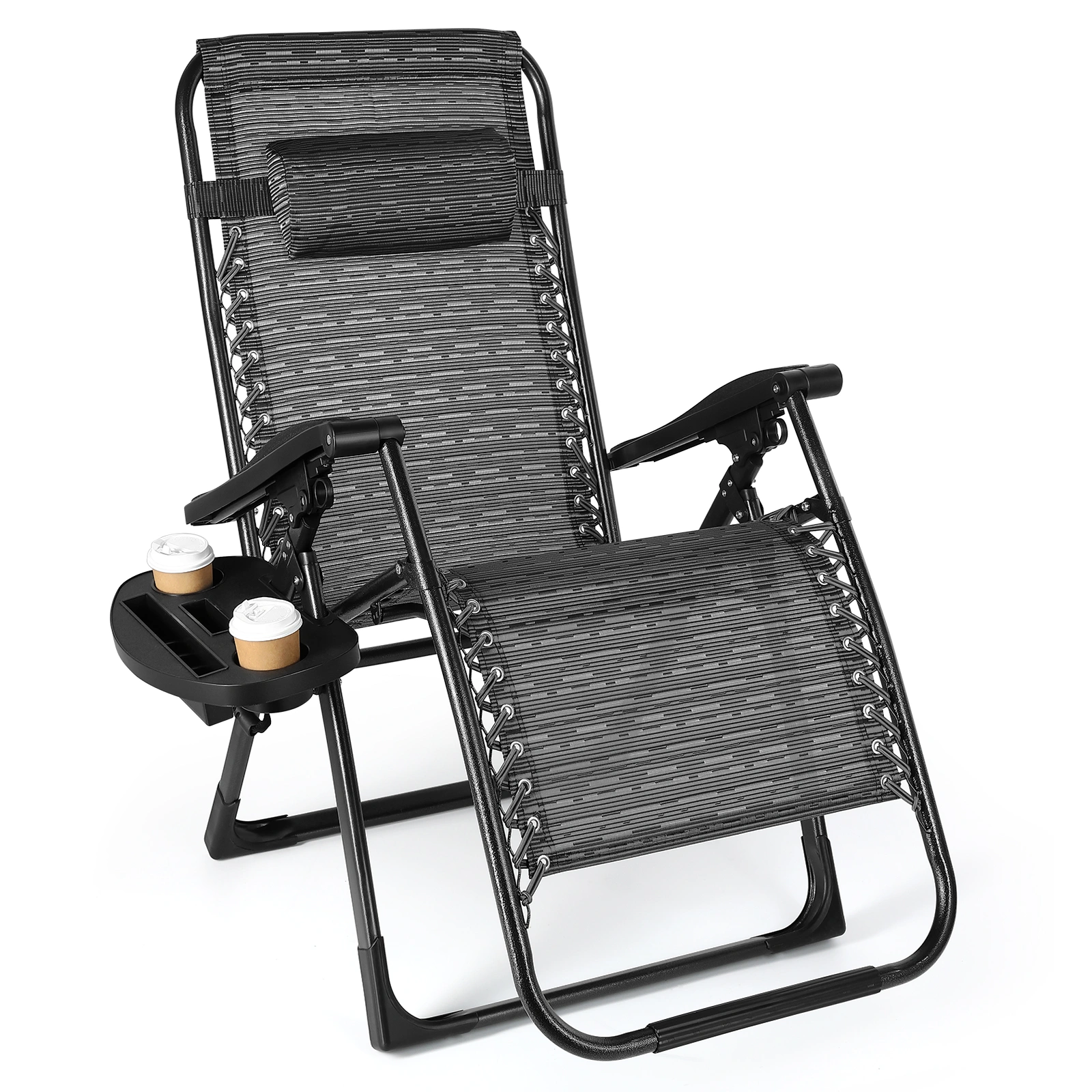 Folding Beach Chair with Cup Holder - Lightweight Portable Outdoor Beach Chair