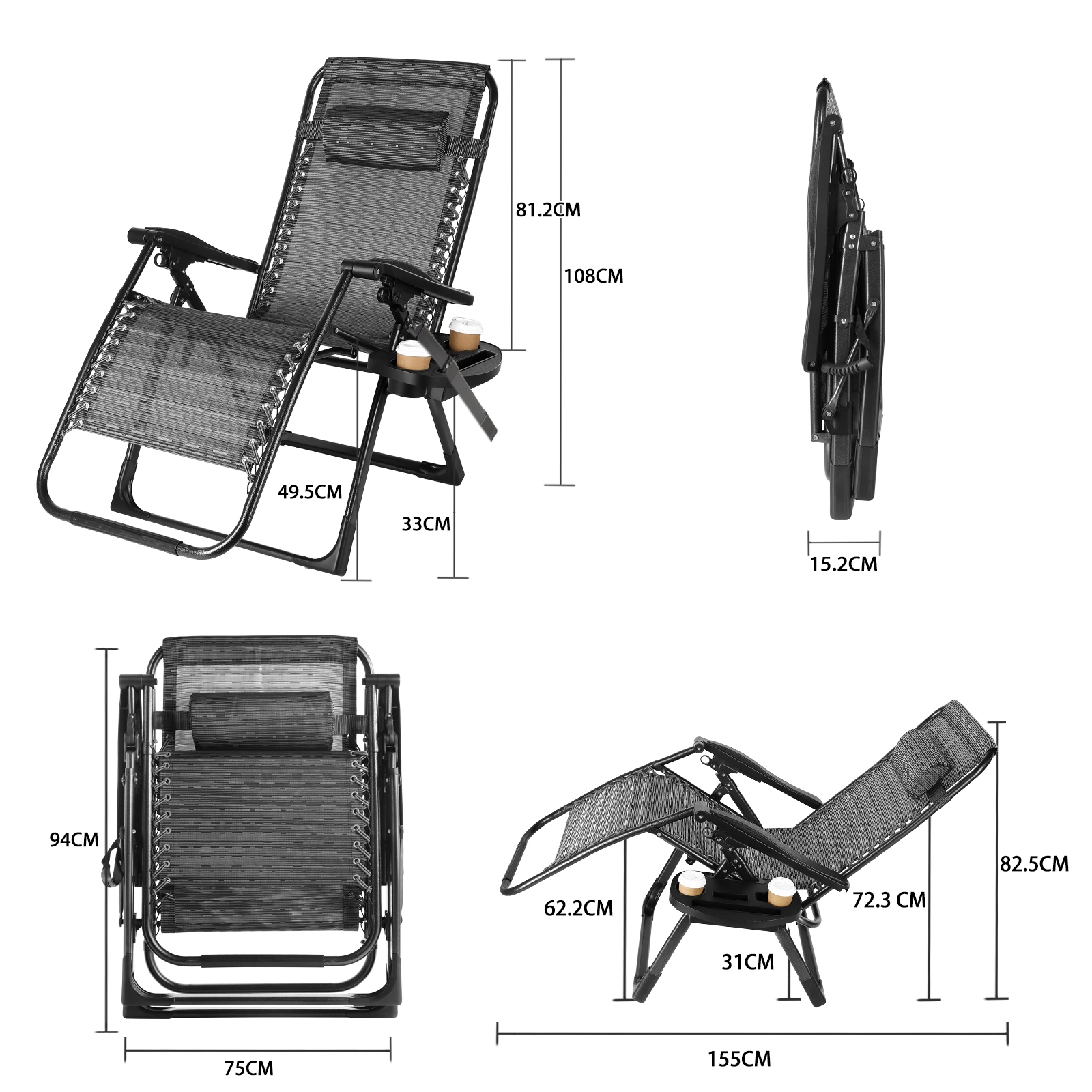 Folding Beach Chair with Cup Holder - Lightweight Portable Outdoor Beach Chair view 2