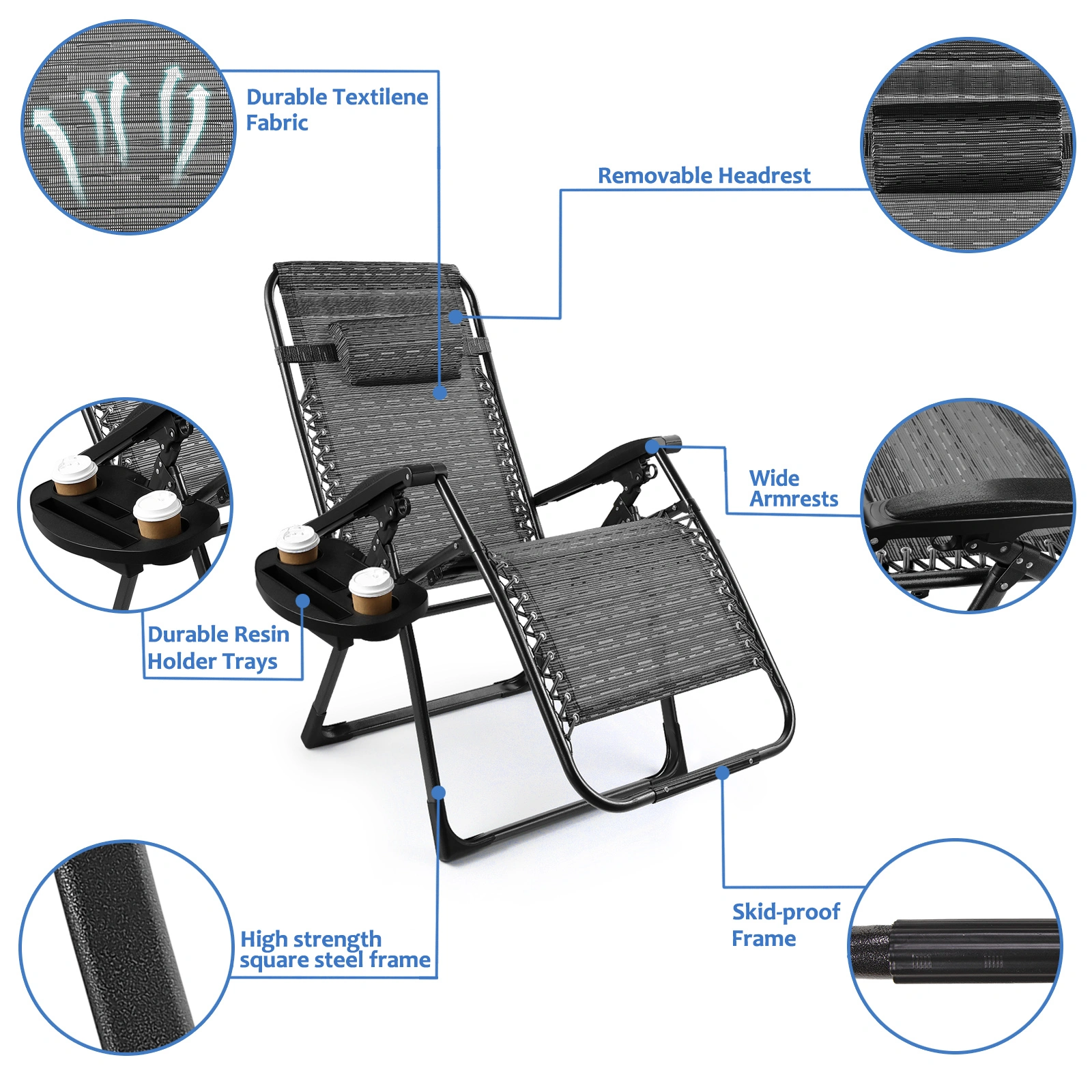 Folding Beach Chair with Cup Holder - Lightweight Portable Outdoor Beach Chair view 3