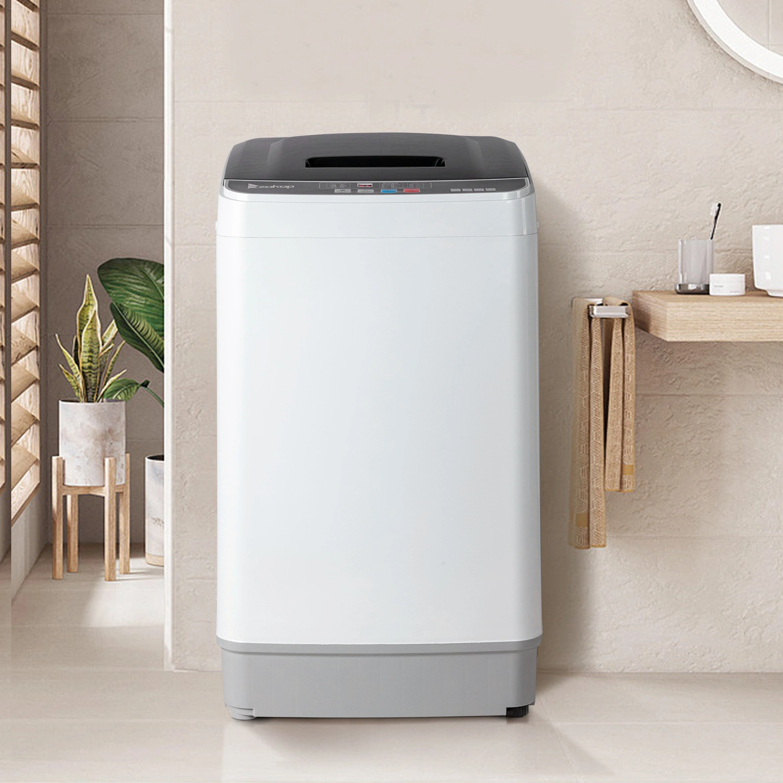 Portable Top Load Washing Machine 17.8 lbs - Full Automatic Compact Laundry Washer with Drain Pump, 10 Programs, 8 Water Levels, LED Display, Black