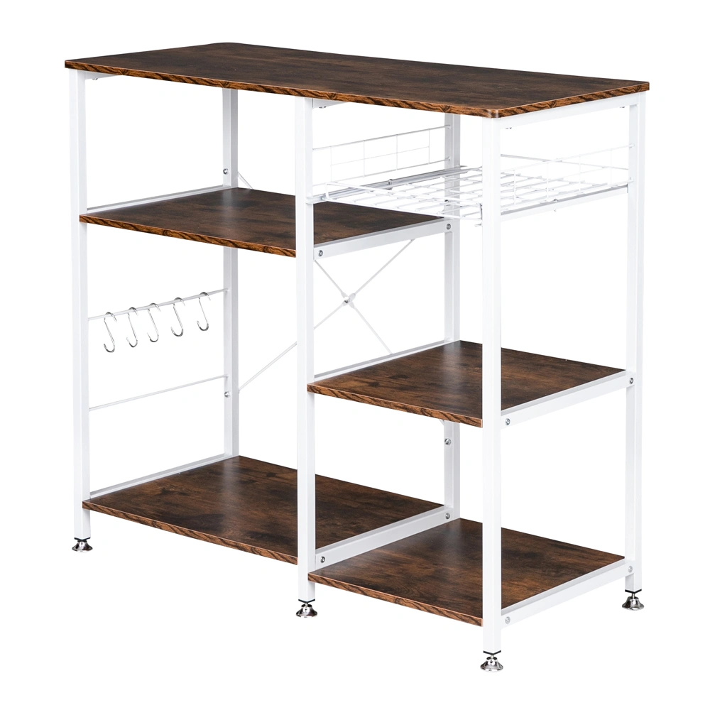 Industrial 3-Tier Kitchen Baker's Rack, Microwave Oven Stand Storage Cart, Utility Metal Workstation Shelf with Open Shelves
