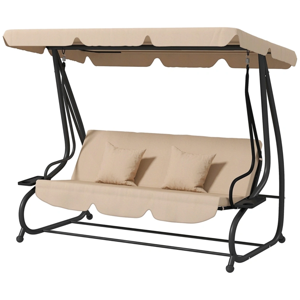 Outdoor Patio Swing Chair, 2-Seater Hanging Egg Hammock Seat with Stand, Weather-Resistant Wicker Rattan, Cushioned Garden Porch Swing for Deck & Courtyard