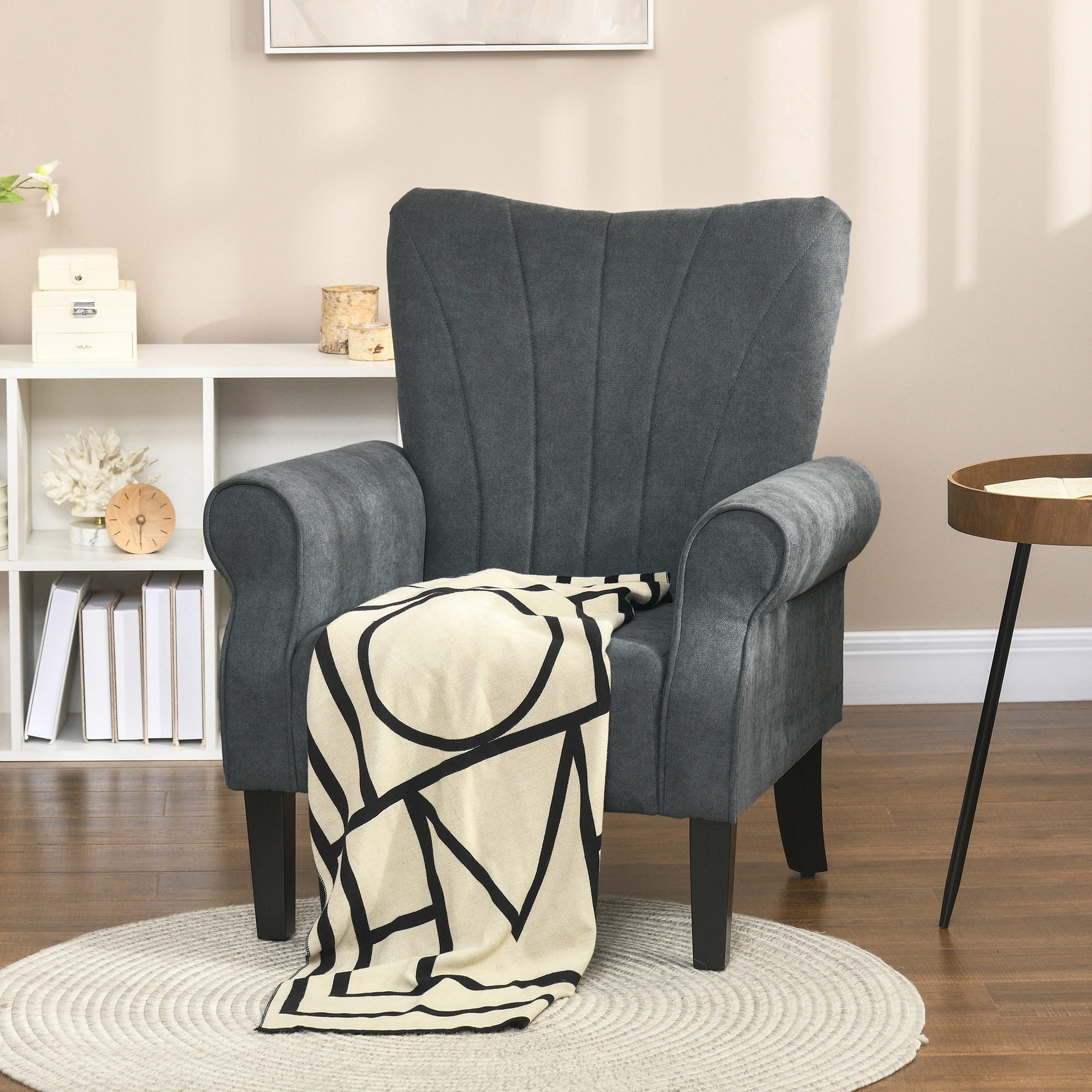 Vintage Wingback Accent Chair Upholstered Lounge Reading Chair for Living Room Bedroom