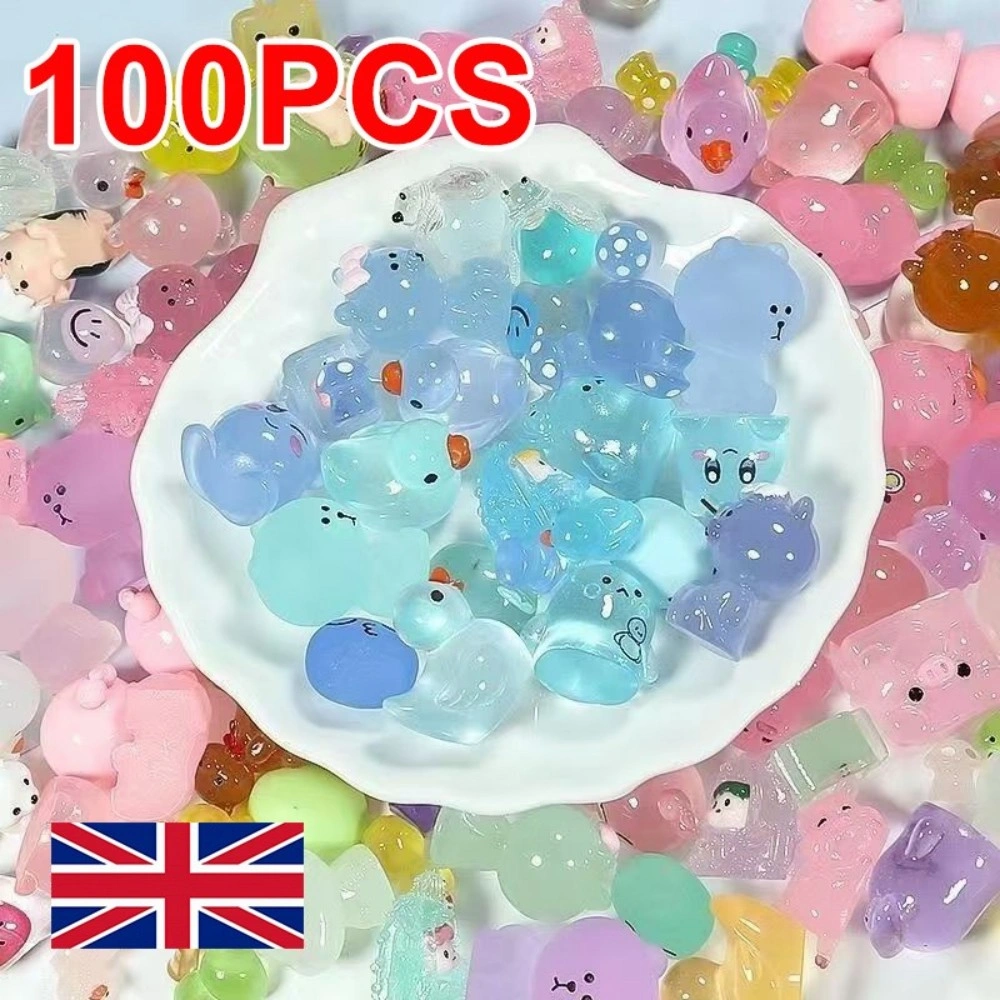 100Pcs Mini Luminous Resin Animals Glow In The Dark Mini Resin Animals Mixed