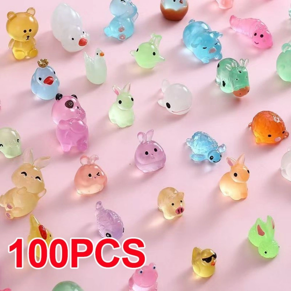 100Pcs Mini Luminous Resin Animals Glow In The Dark Mini Resin Animals Mixed view 4