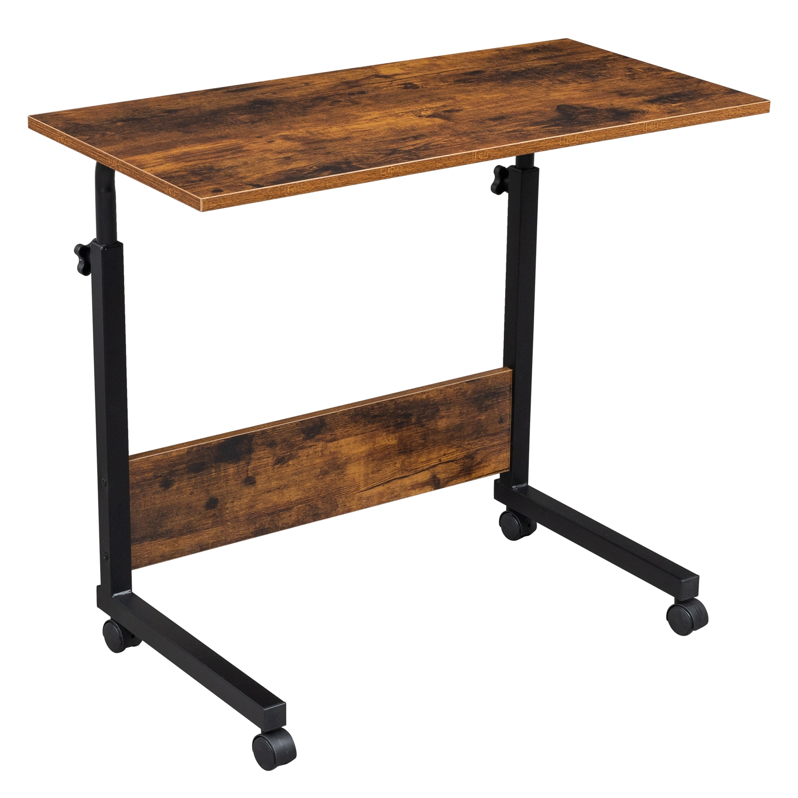 Rolling Height Adjustable Side Table, 15MM Chipboard & Steel, P2 Model with Baffle, Mobile Desk