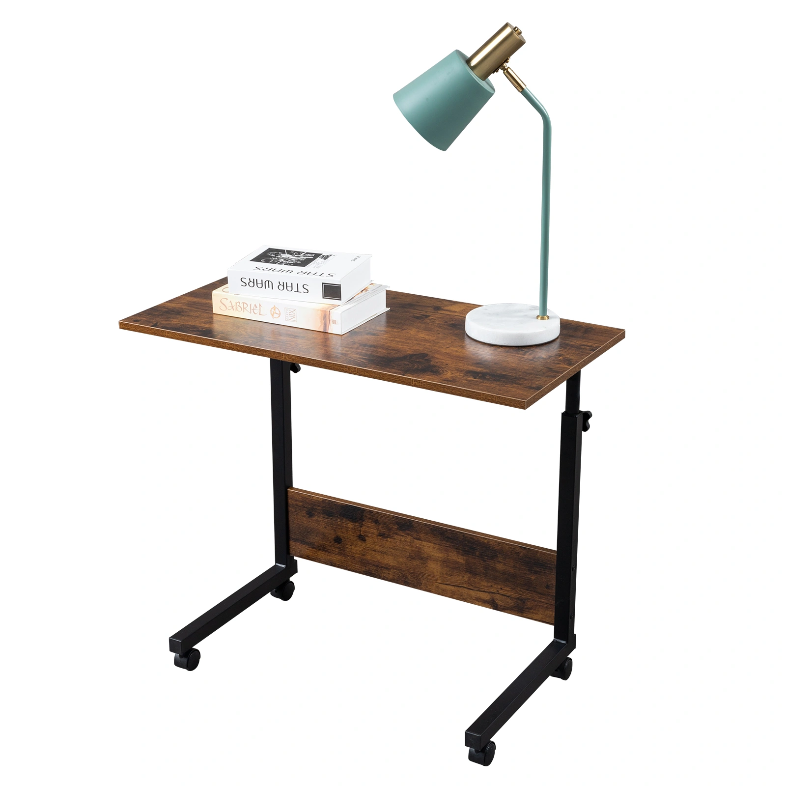 Rolling Height Adjustable Side Table, 15MM Chipboard & Steel, P2 Model with Baffle, Mobile Desk view 11