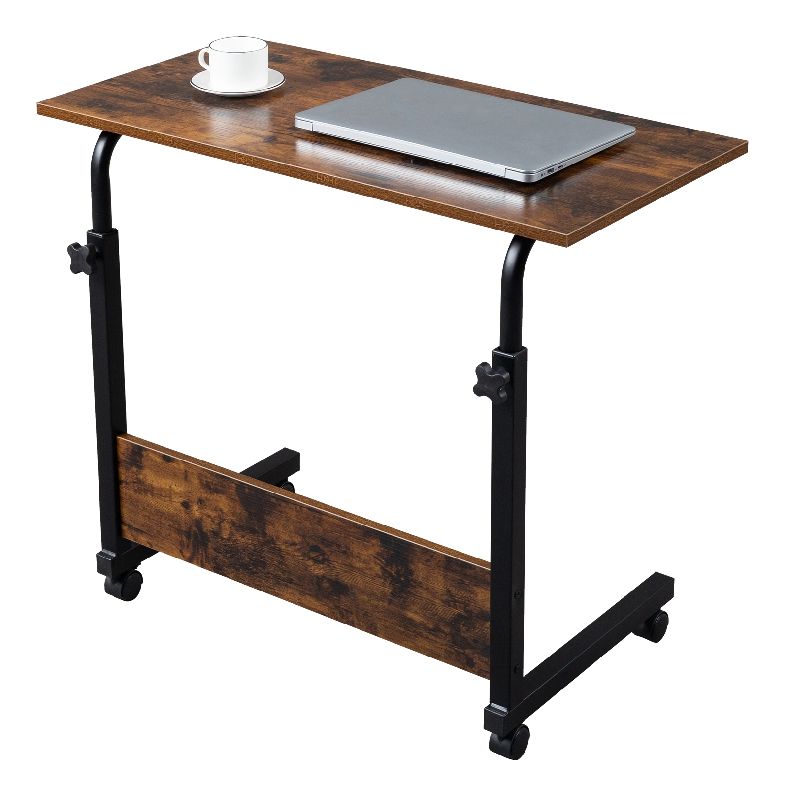 Rolling Height Adjustable Side Table, 15MM Chipboard & Steel, P2 Model with Baffle, Mobile Desk view 6