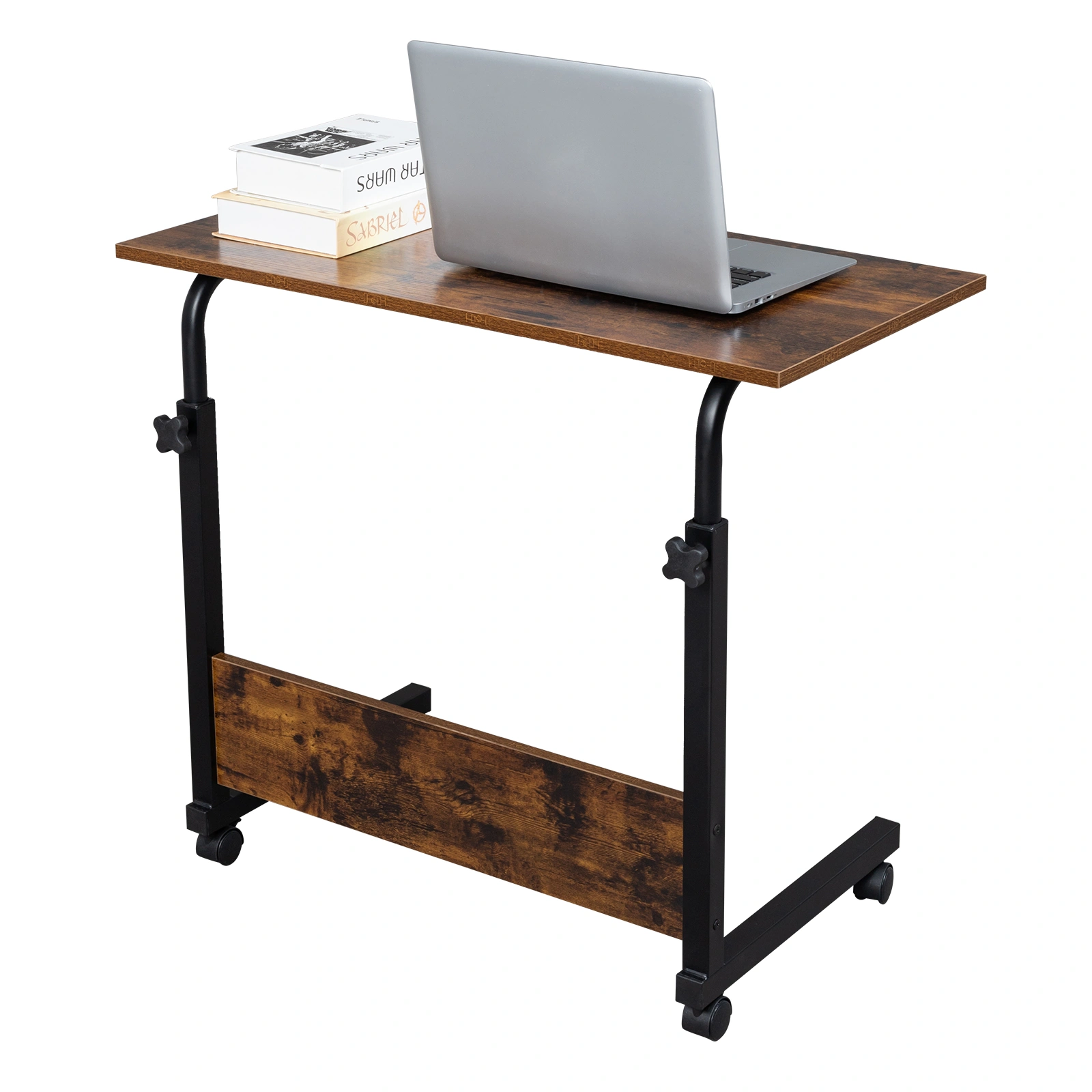 Rolling Height Adjustable Side Table, 15MM Chipboard & Steel, P2 Model with Baffle, Mobile Desk view 7