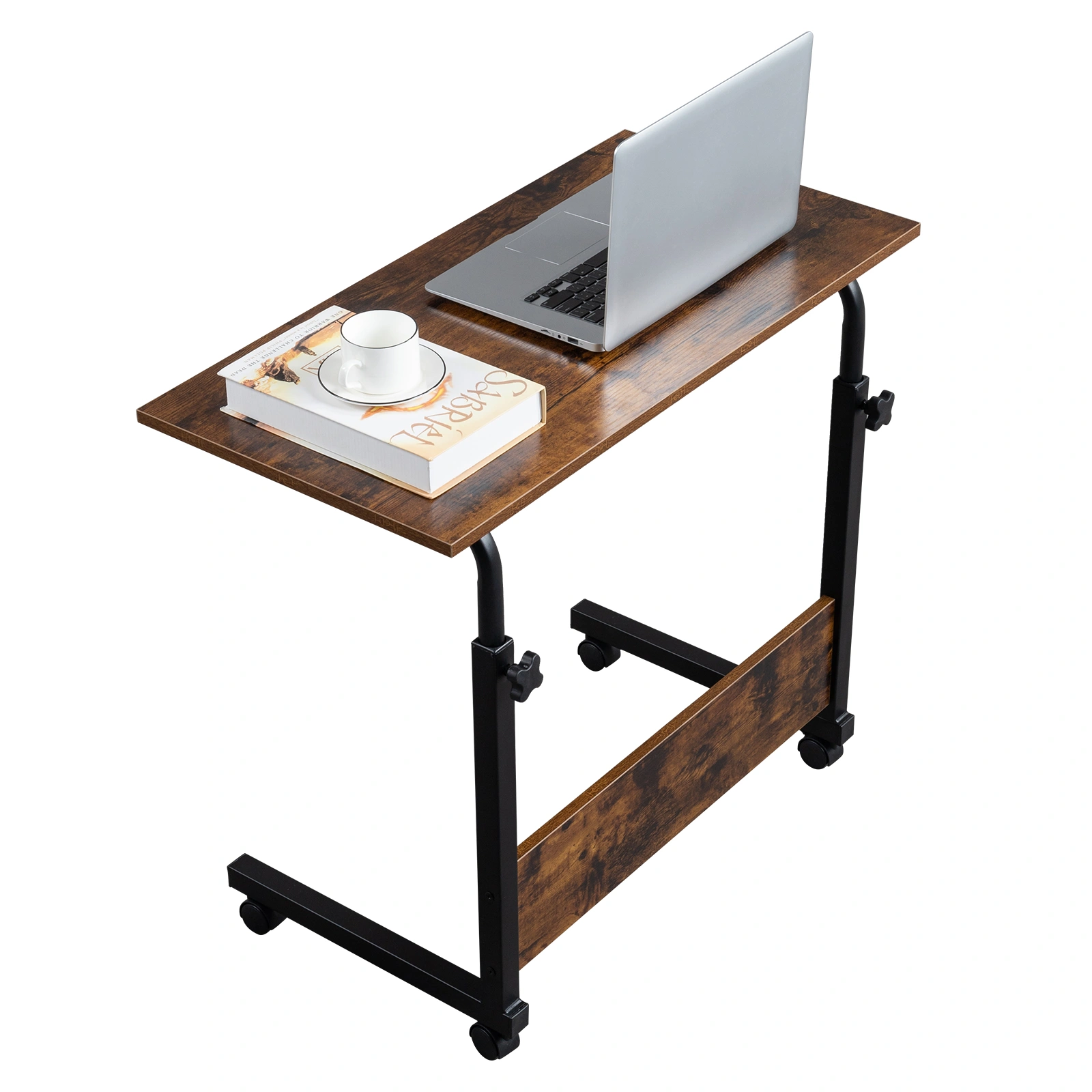 Rolling Height Adjustable Side Table, 15MM Chipboard & Steel, P2 Model with Baffle, Mobile Desk view 9