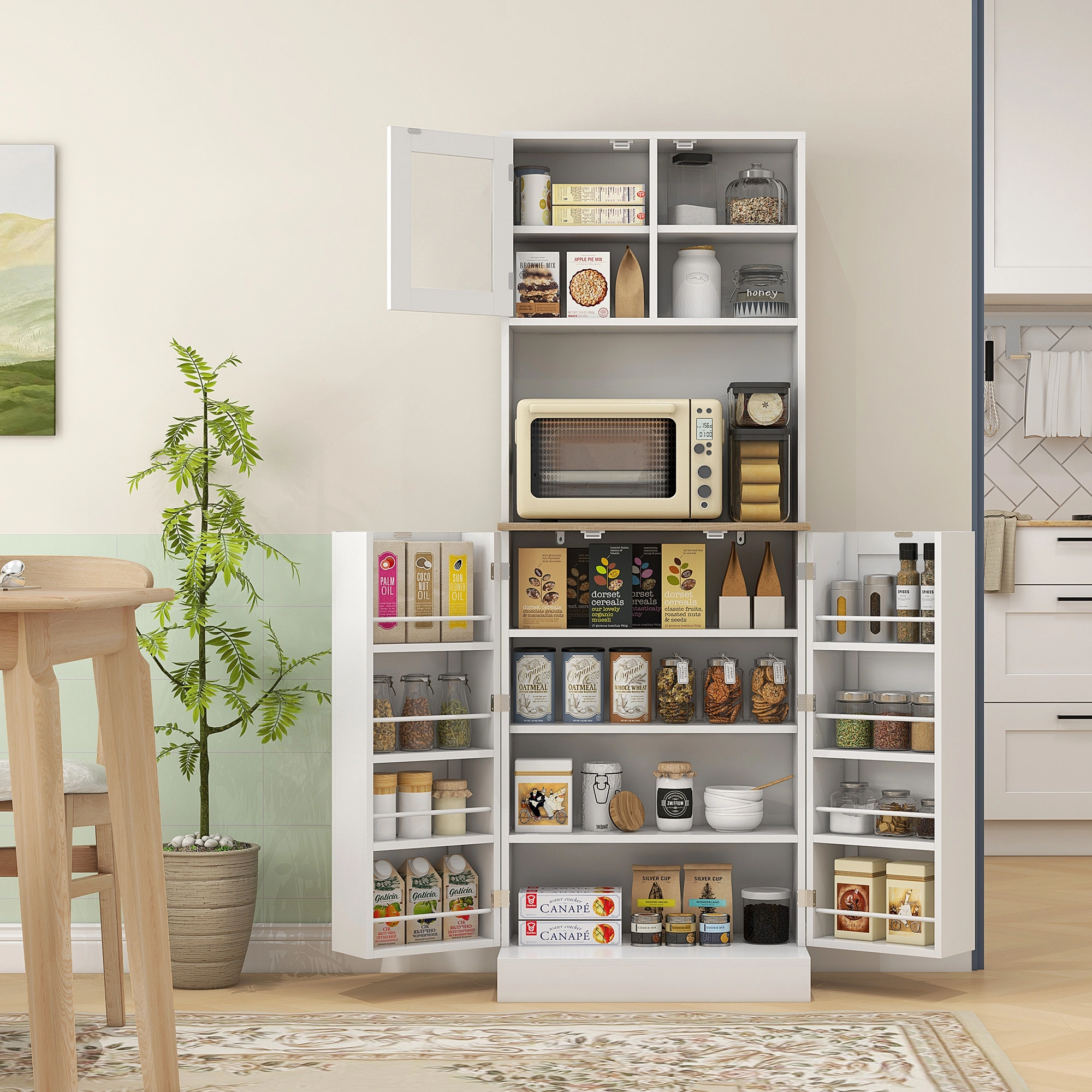 3-Tier Kitchen Storage Cabinet with Drawers and Shelves - Space Saving Organizer for Countertop