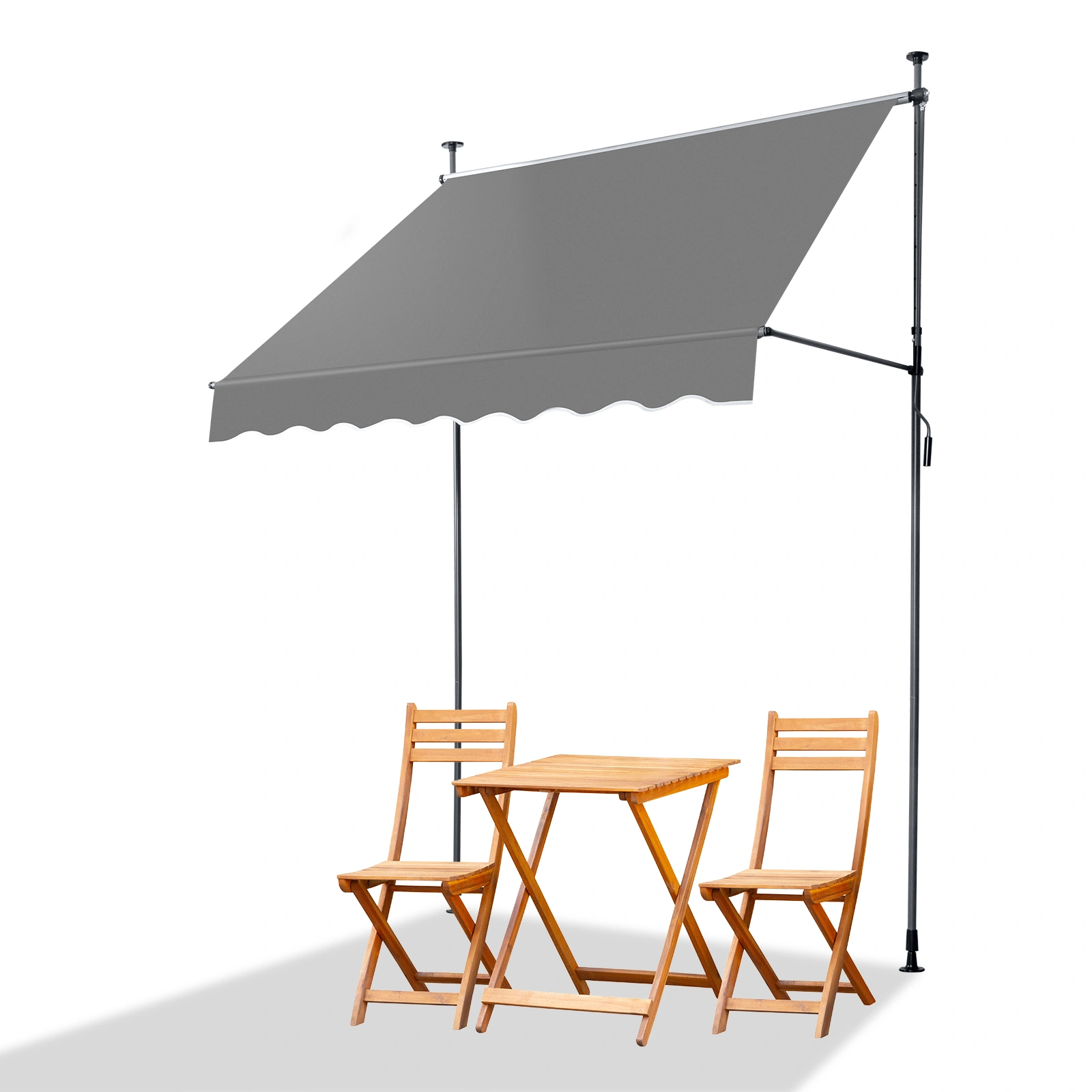 Retractable Awning 78.7"x 47.2" Grey, Adjustable Height 78.7-118.1", Outdoor Patio Sunshade Canopy